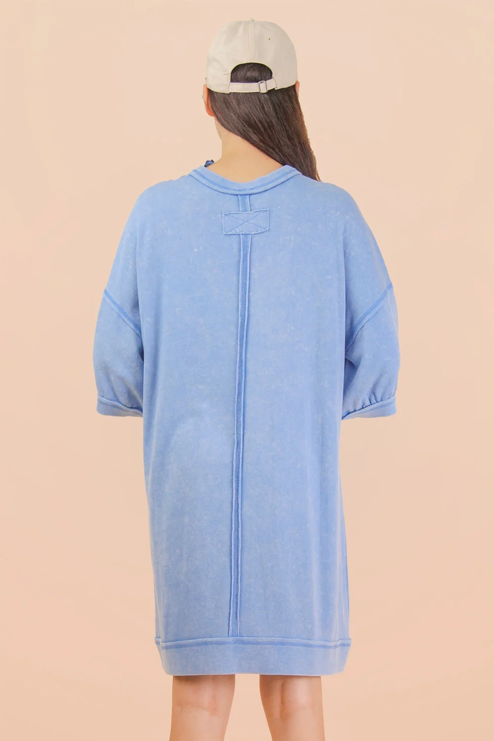 Denim Blue Mineral Wash French Terry Knit T-Shirt Dress - Image 7