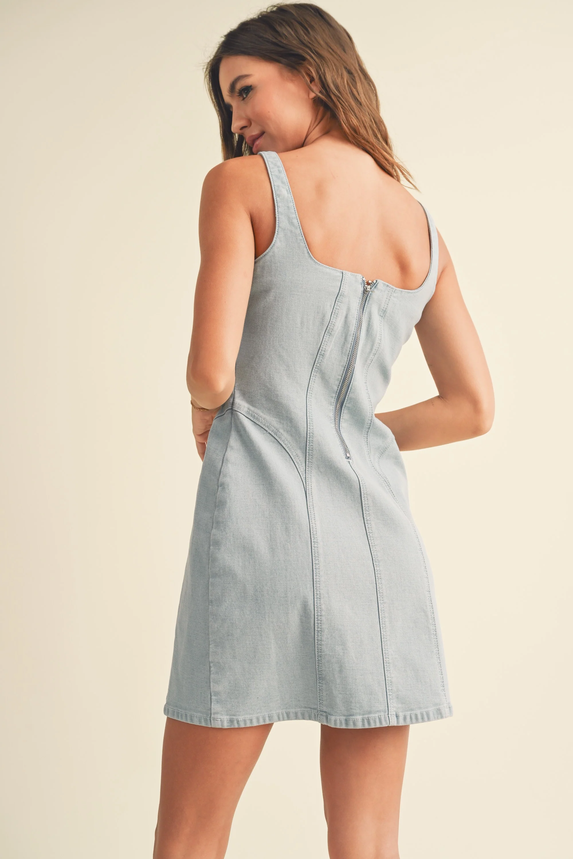 Denim Stretched Cotton Dress - Image 4