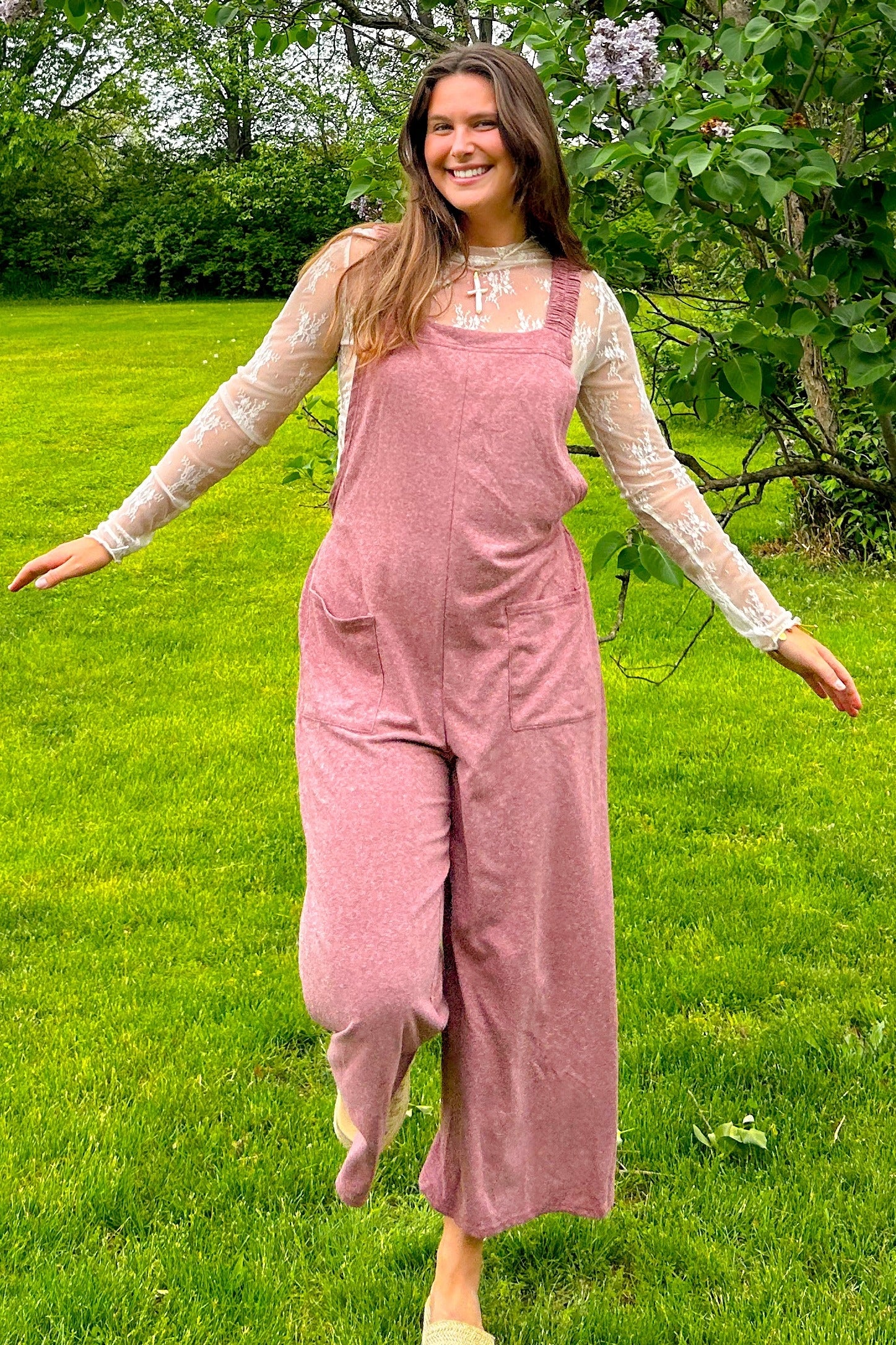 Dusty Burgundy Cropped Jumpsuit - Image 4