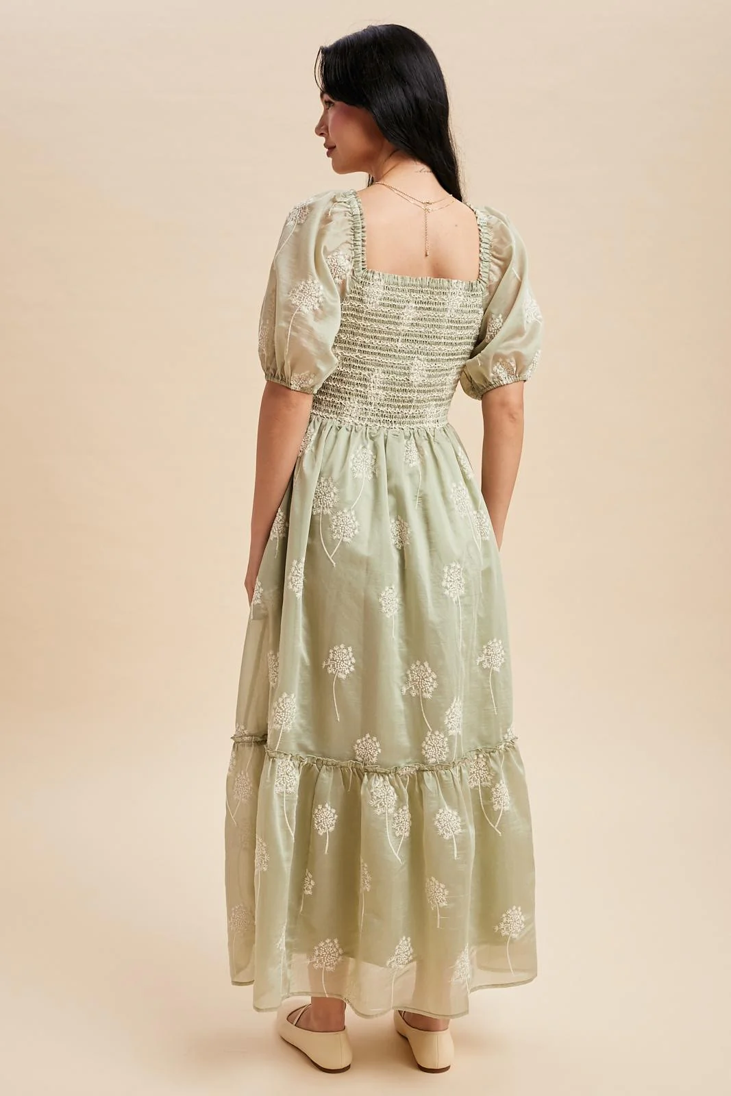 Fern Embroidered Floral Smocked Maxi Dress - Image 5