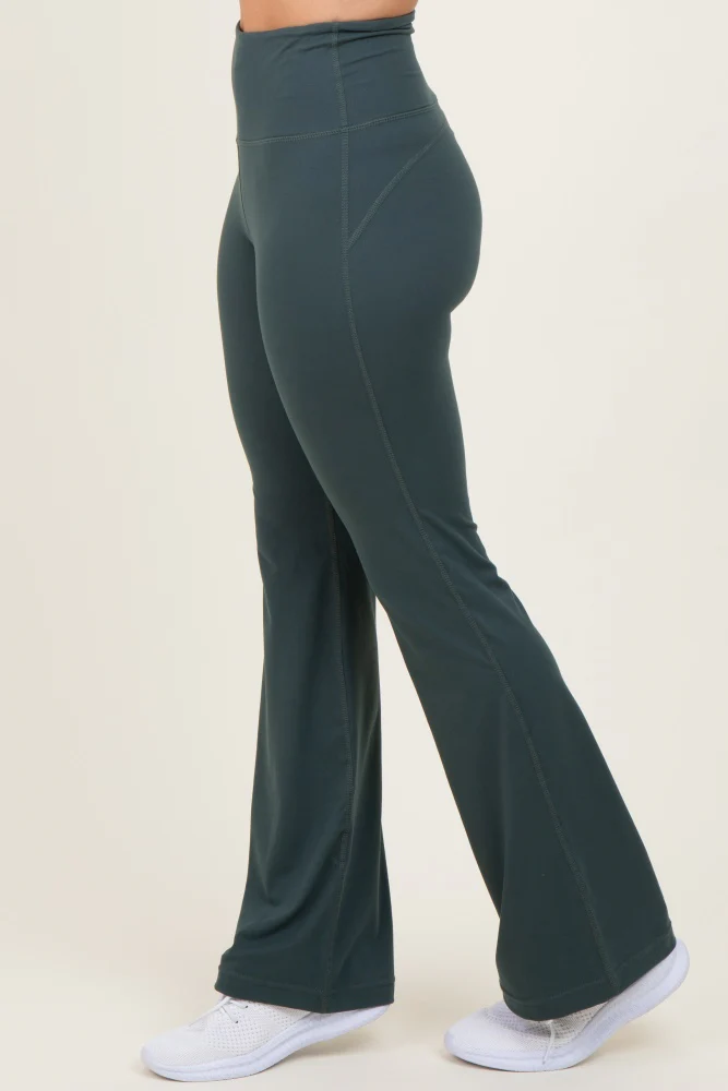 Forest Green Flared Leggings - Image 3