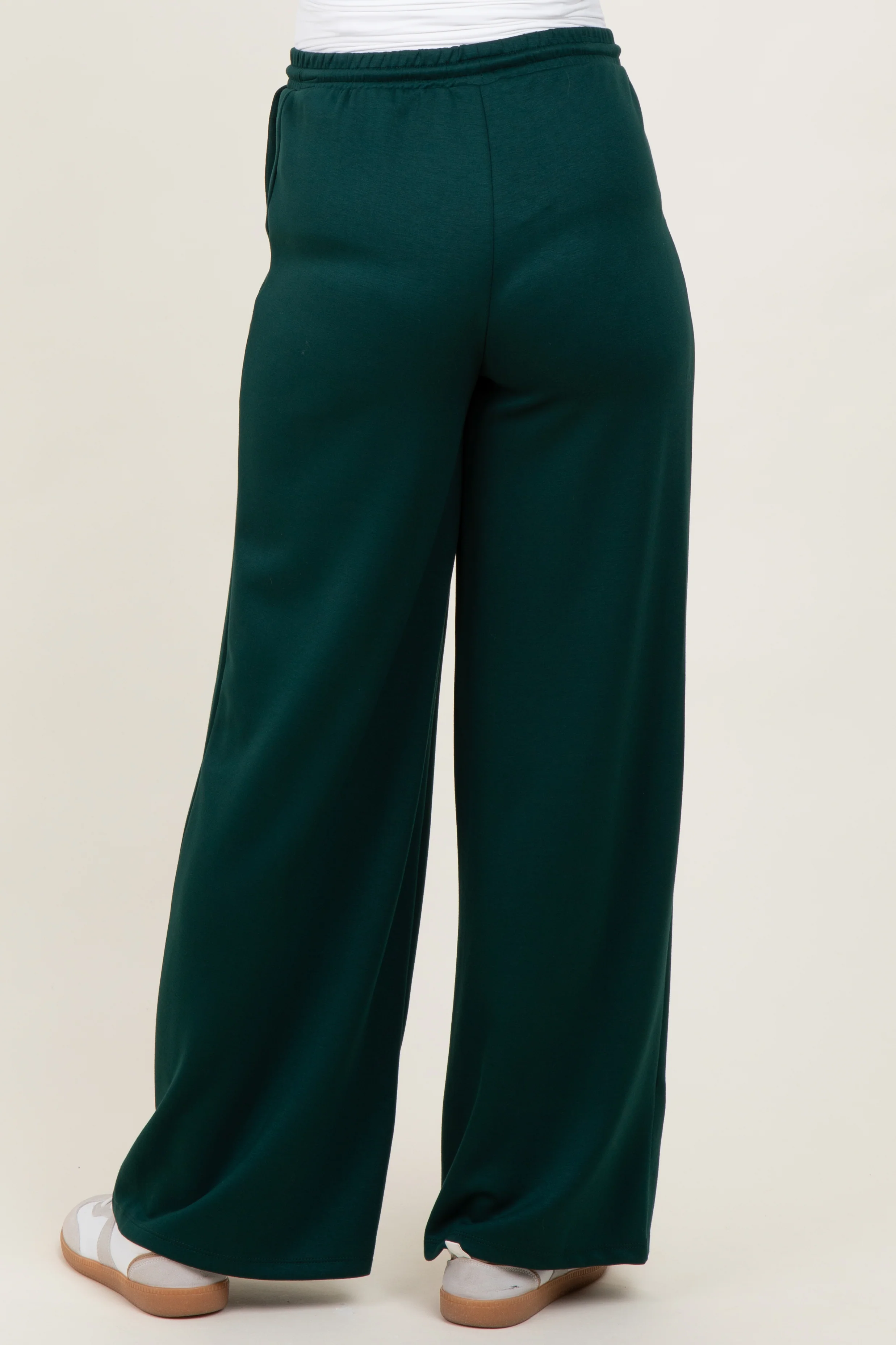 Forest Green Flowy Knit Drawstring Maternity Pants - Image 5