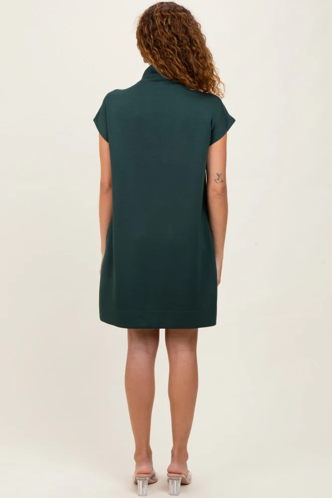 Forest Green Mock Neck Mini Dress - Image 4