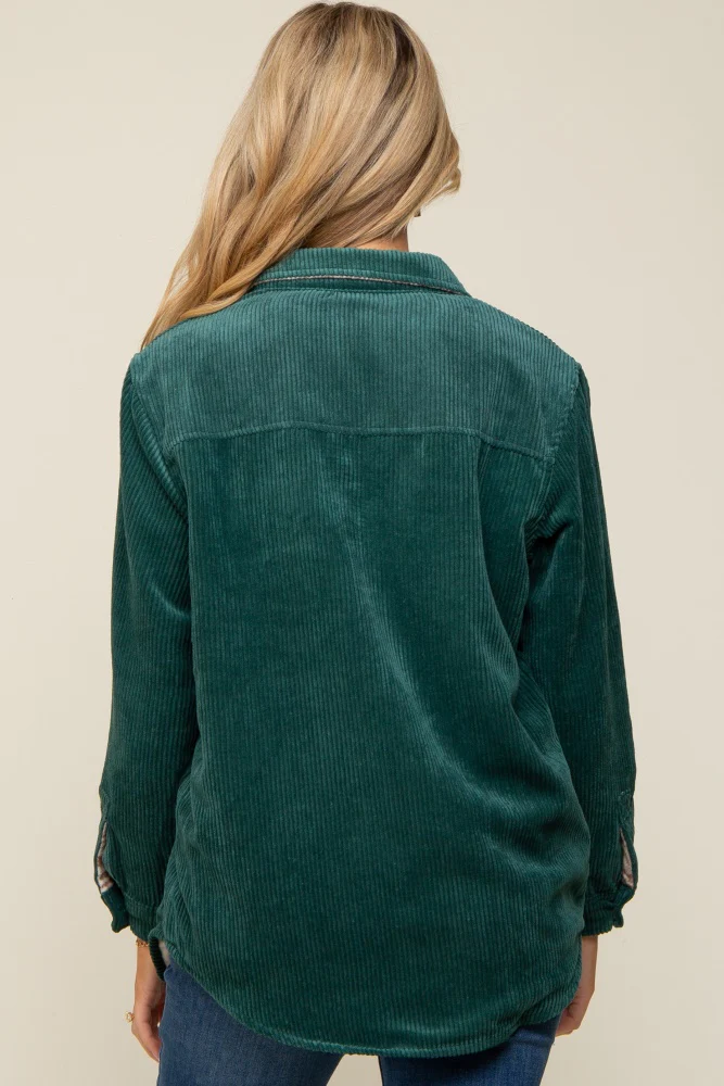 Forest Green Reversible Maternity Shirt Jacket - Image 3