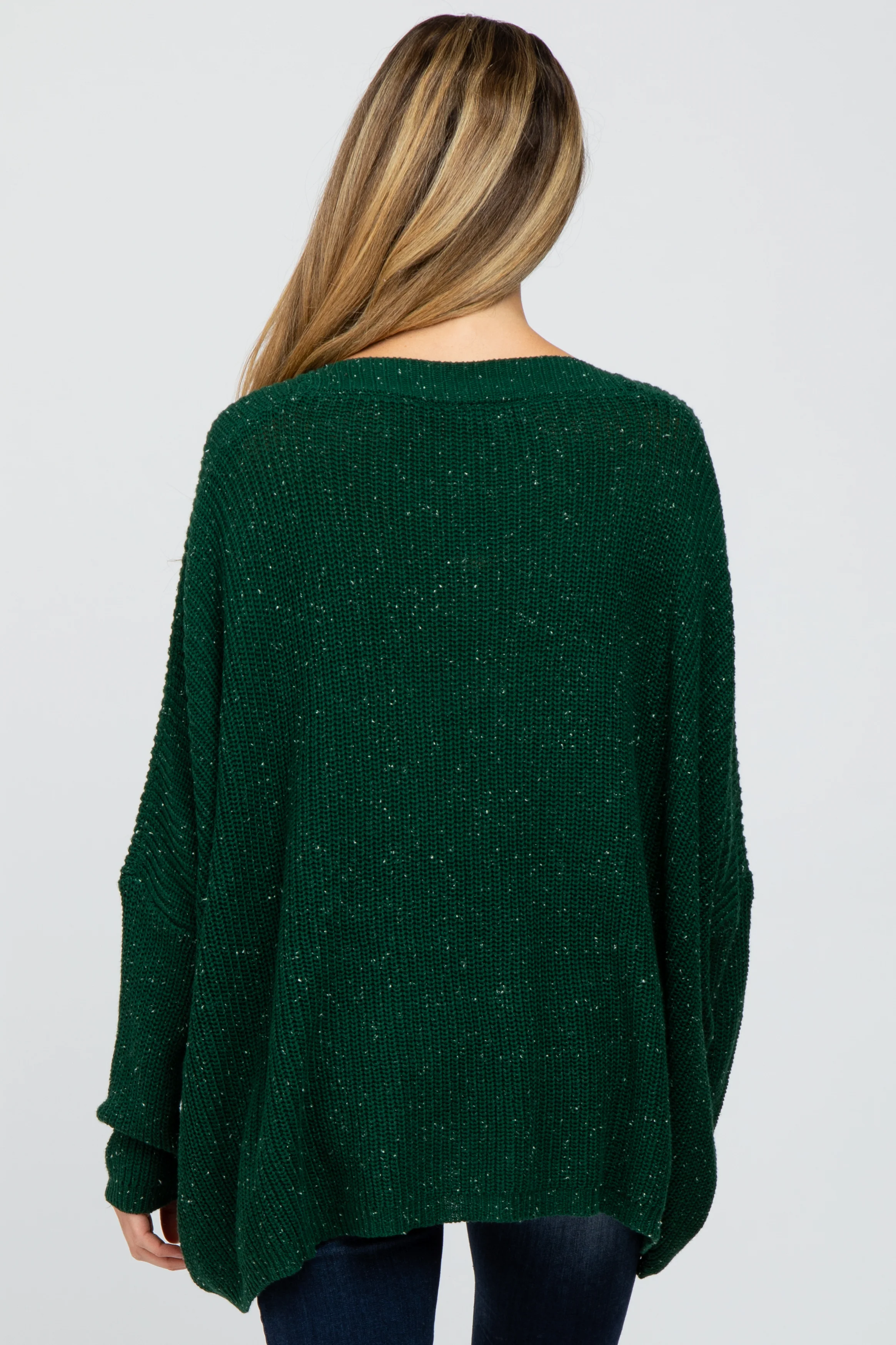 Forest Green Speckled Oversized Maternity Sweater - Image 3