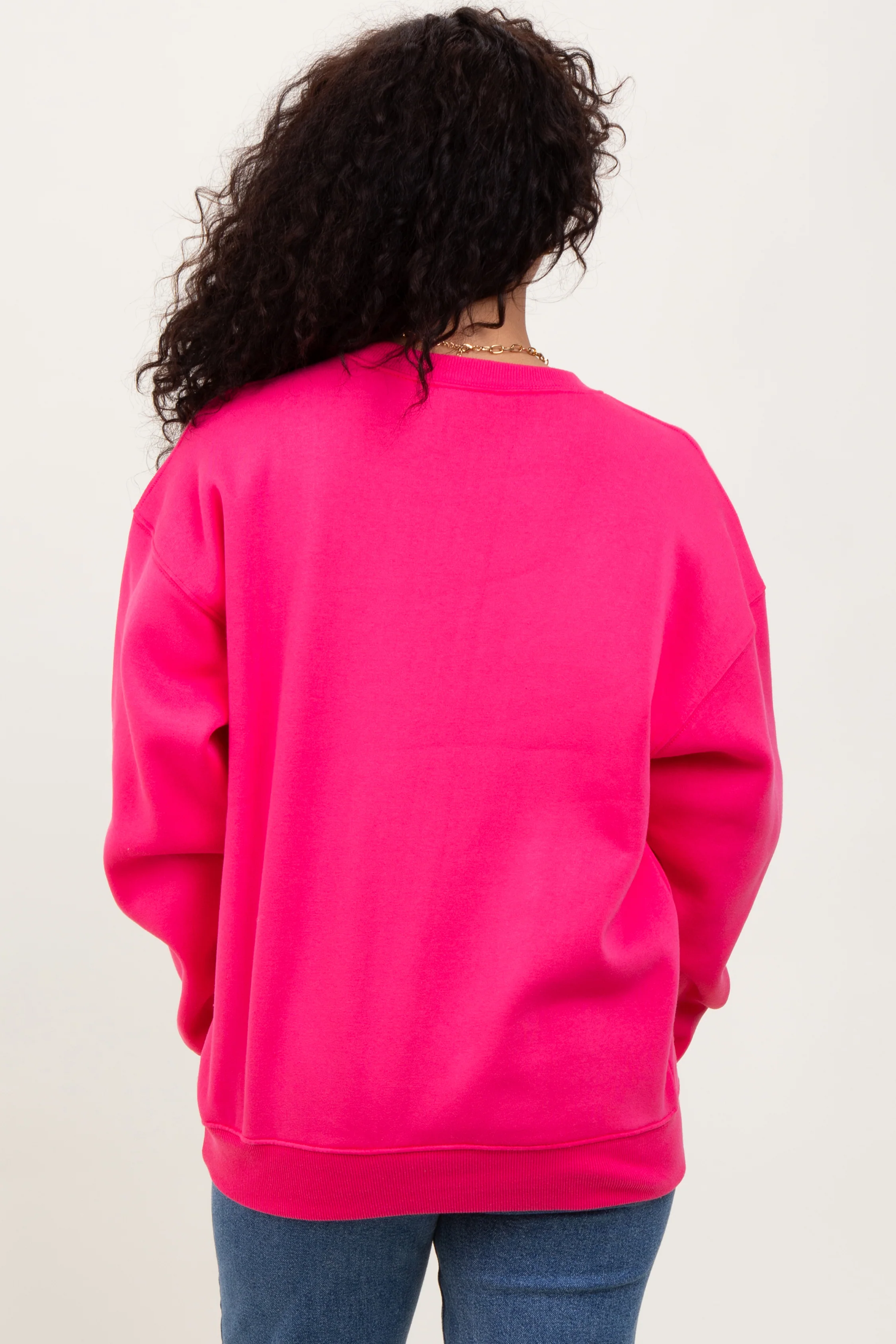 Fuchsia Basic Fleece Crewneck Sweatshirt - Image 3