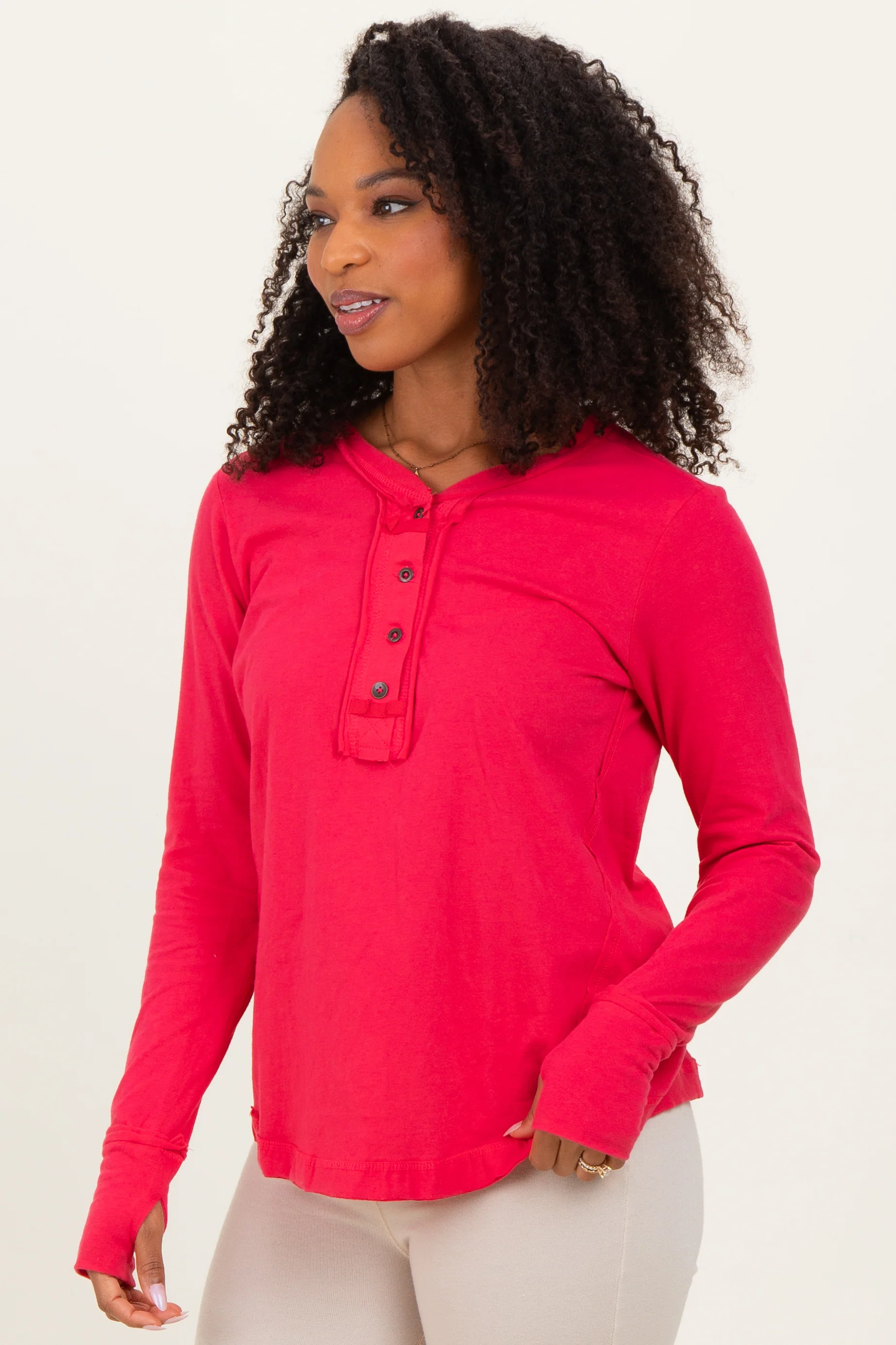 Fuchsia Long Sleeve Exposed Seam Top - Image 3