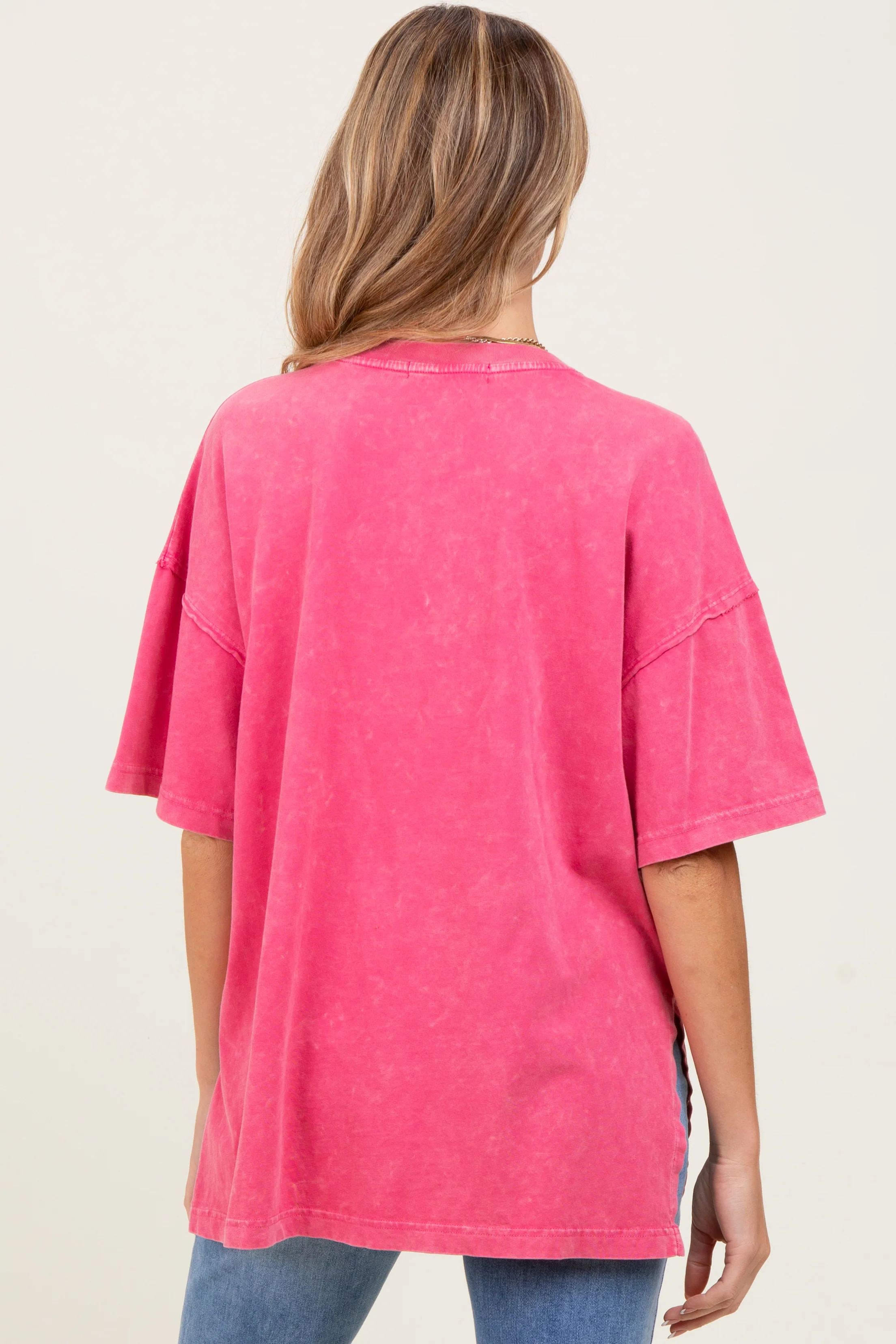 Fuchsia Washed Oversized Boxy Maternity Tee - Image 4
