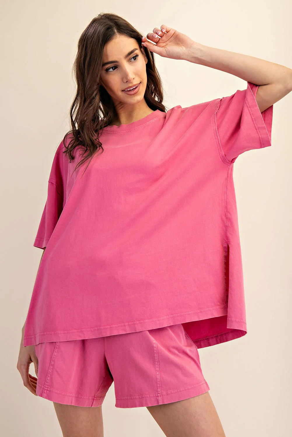 Fuchsia Washed Oversized Boxy Maternity Tee - Image 5