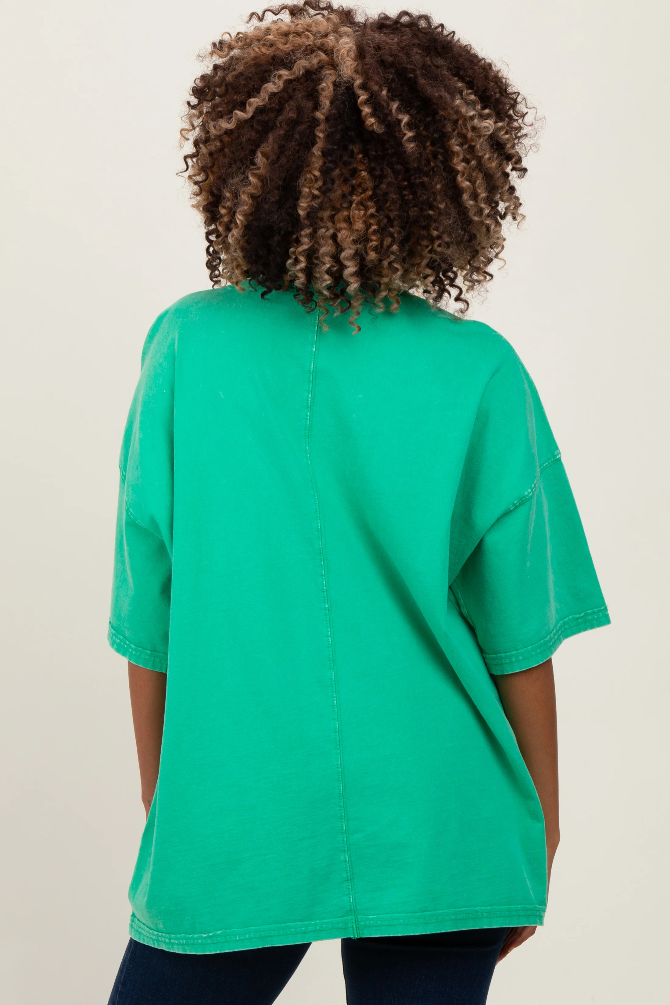 Green Faded Wash Maternity Short Sleeve Top - Image 3