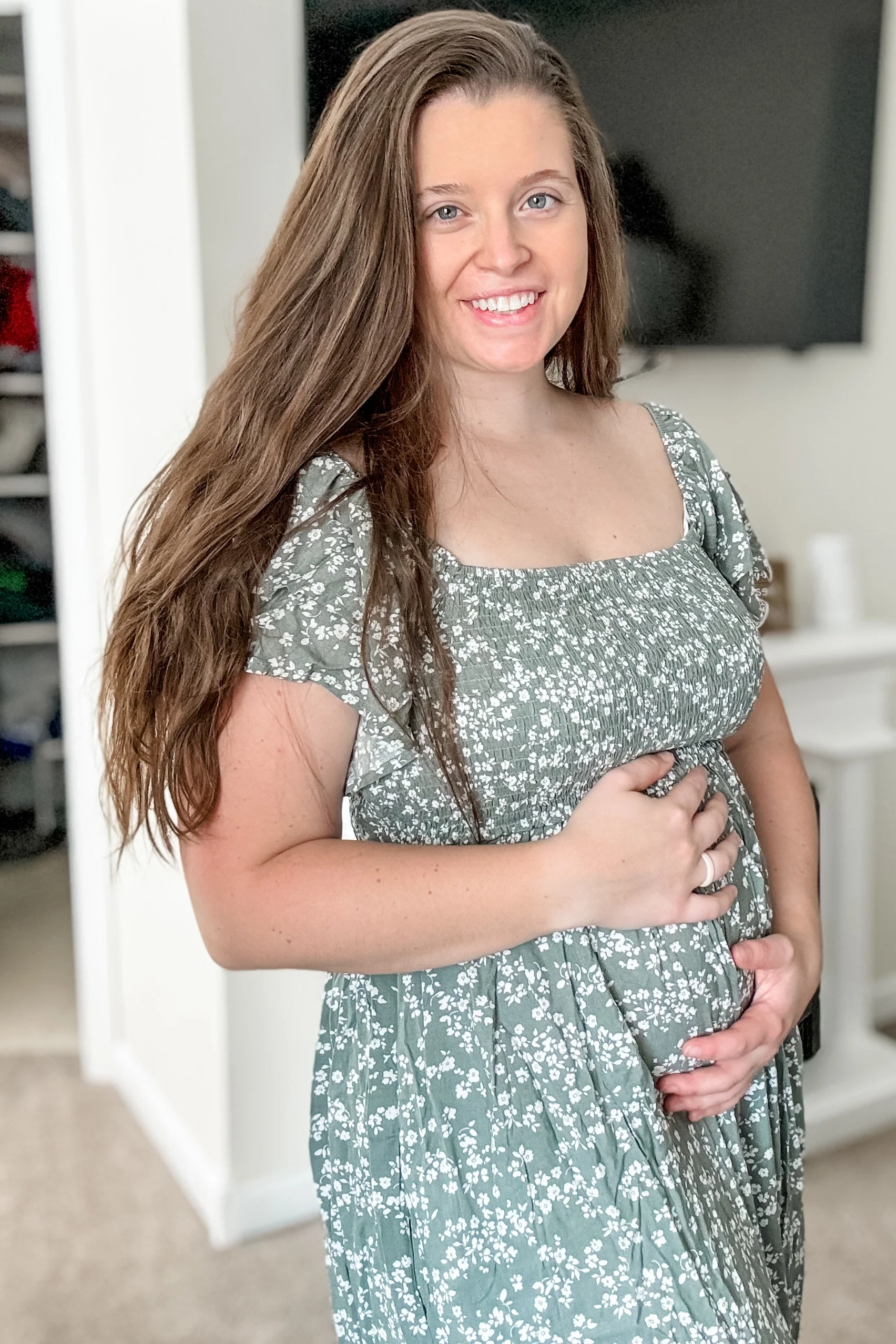 Green Floral Maternity Jumpsuit - Image 4