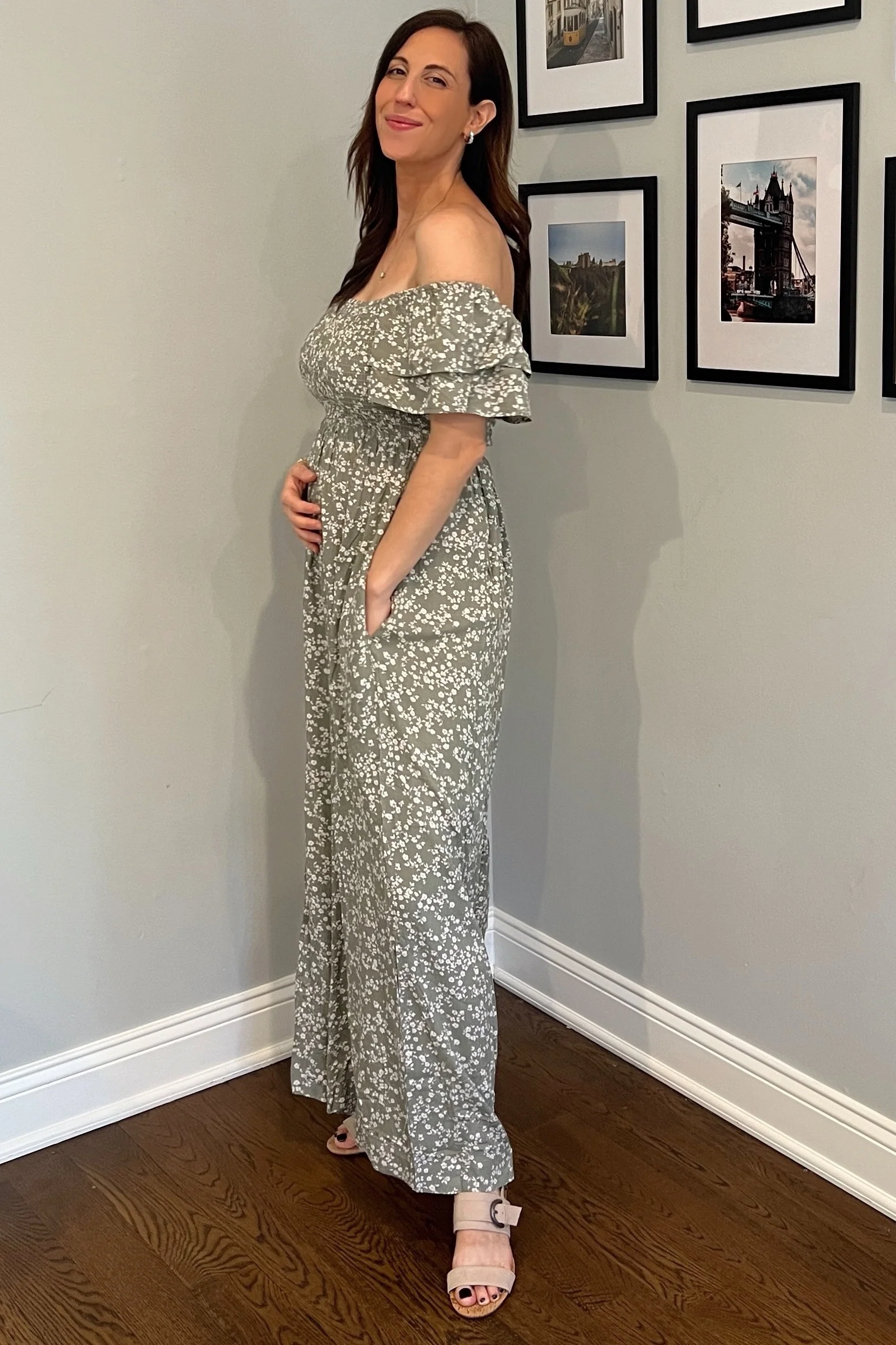 Green Floral Maternity Jumpsuit - Image 6