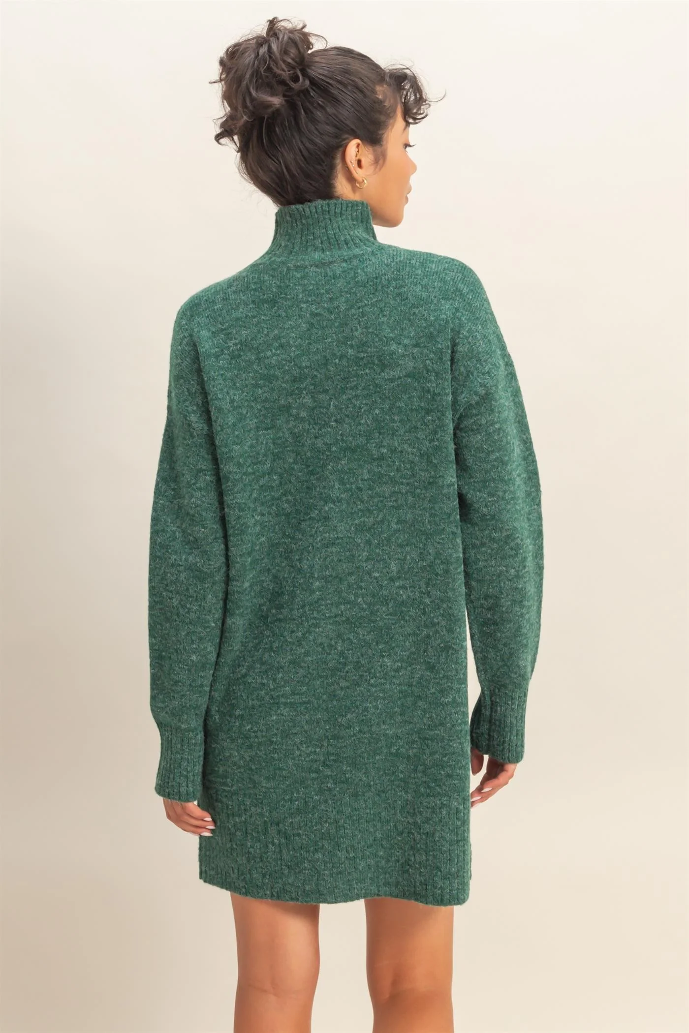Green High Neck Sweater Mini Dress - Image 3