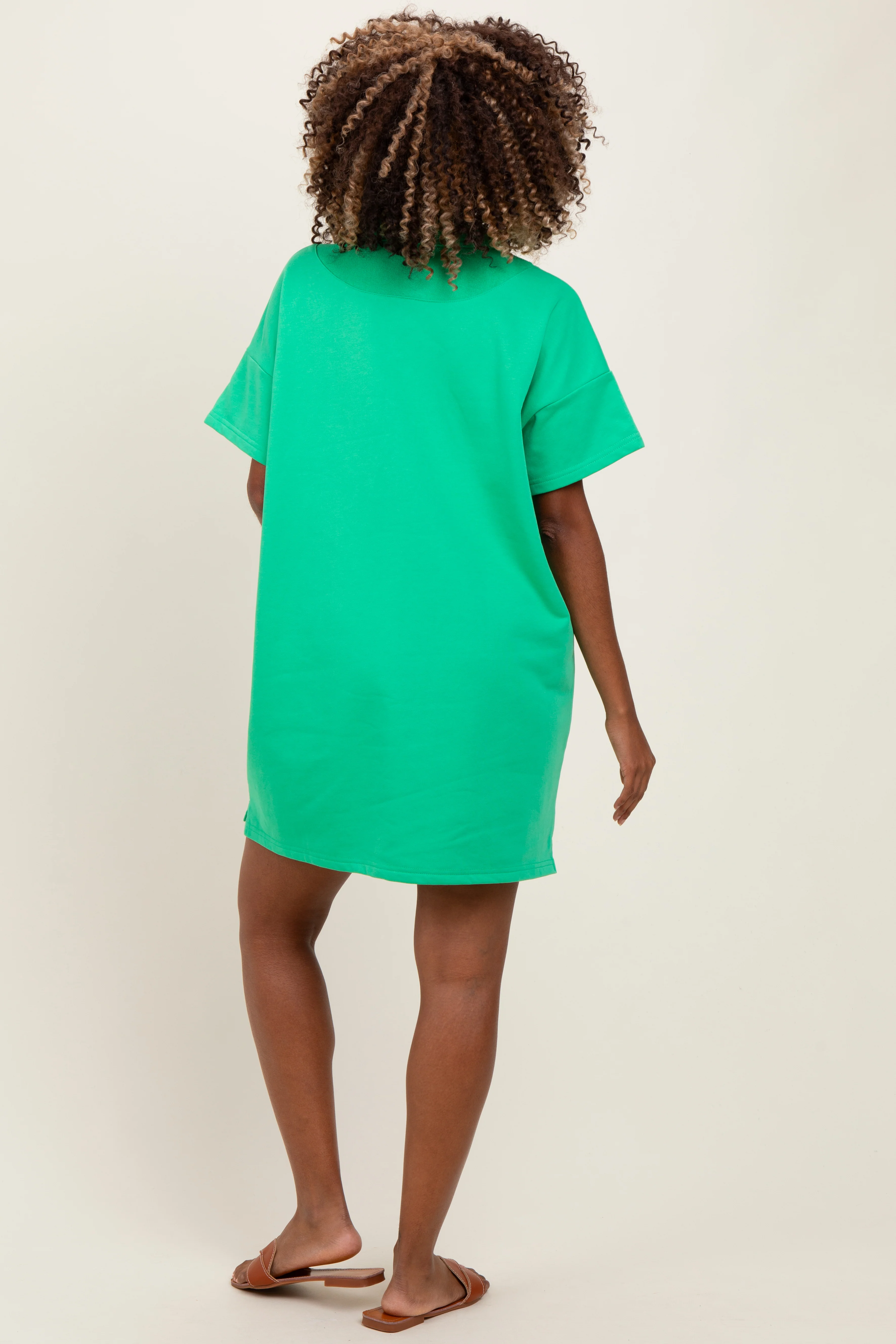 Green Maternity Mini Polo Dress - Image 3