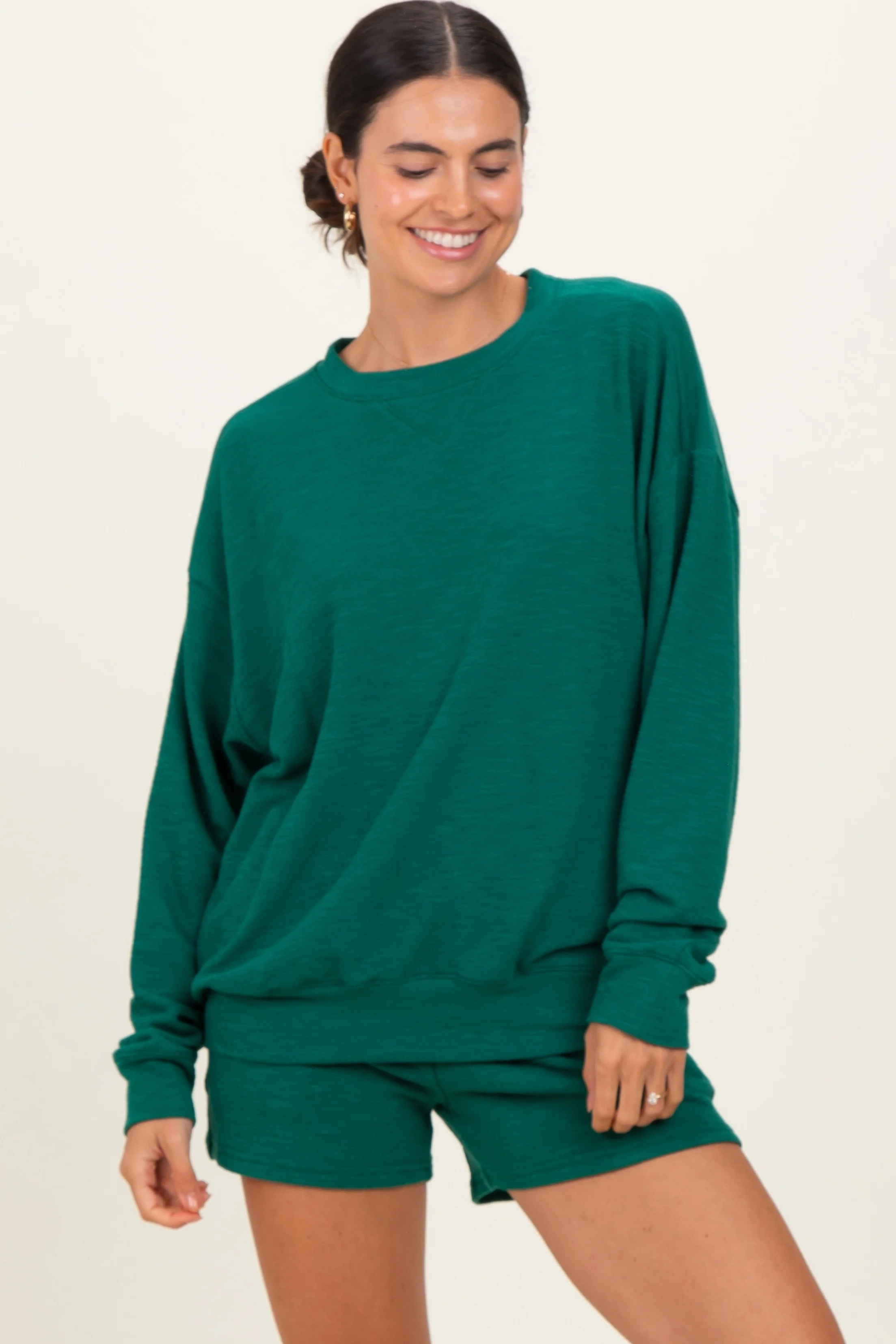 Green Maternity Pullover & Shorts Set - Image 5