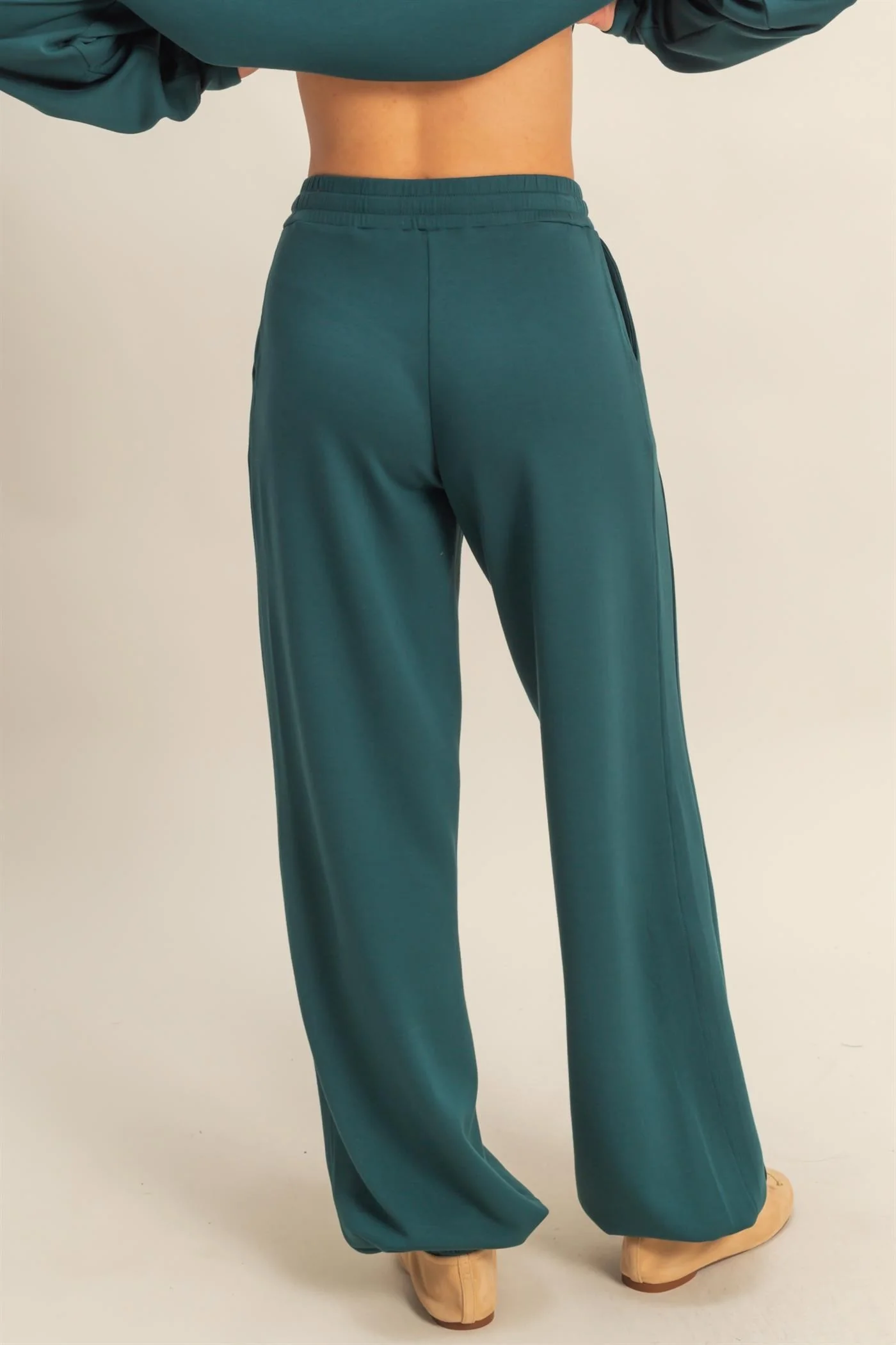 Green Scuba Drawstring Waist Relaxed Jogger Sweatpants - Image 4