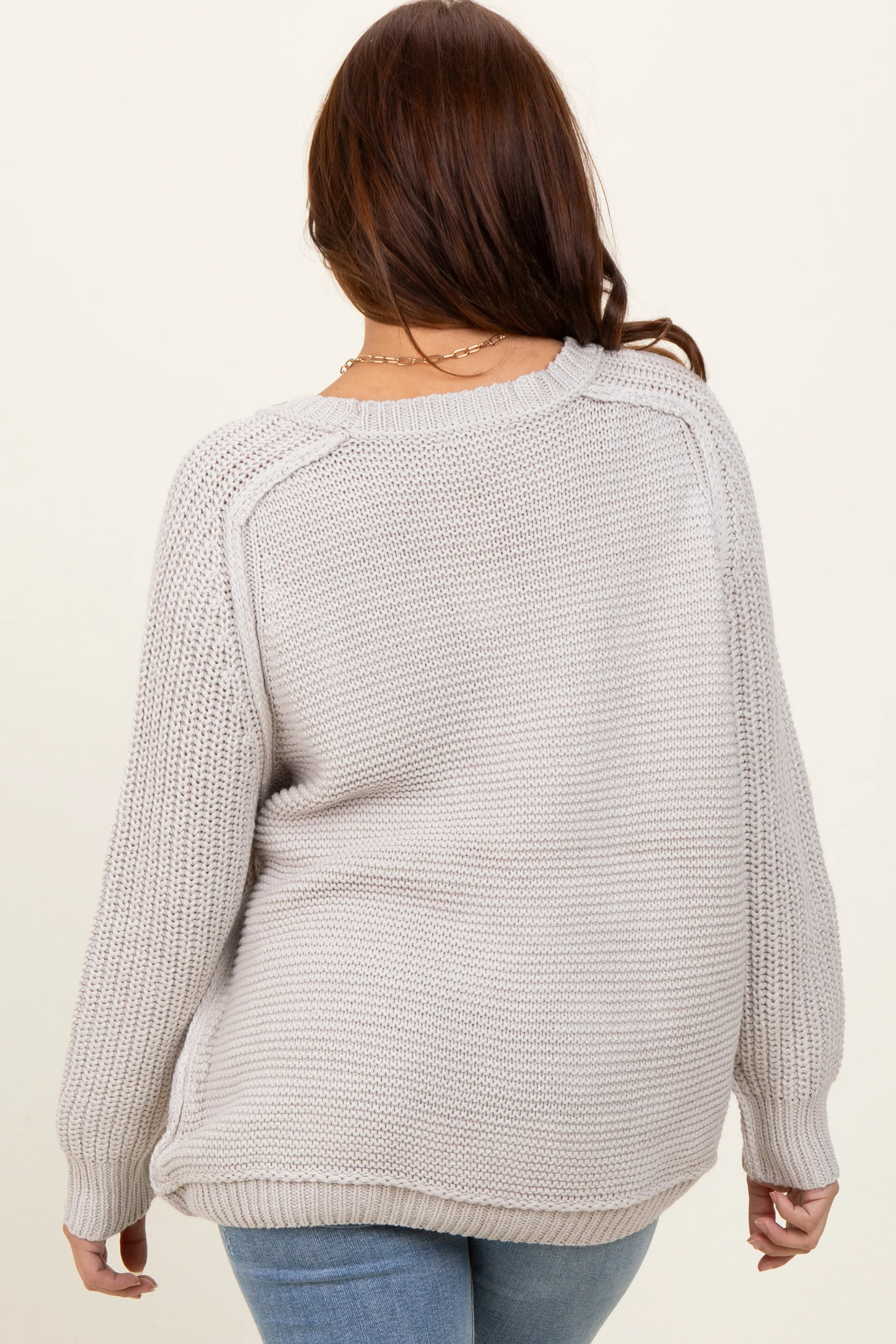 Grey Basic Chunky Knit Sweater - Image 3