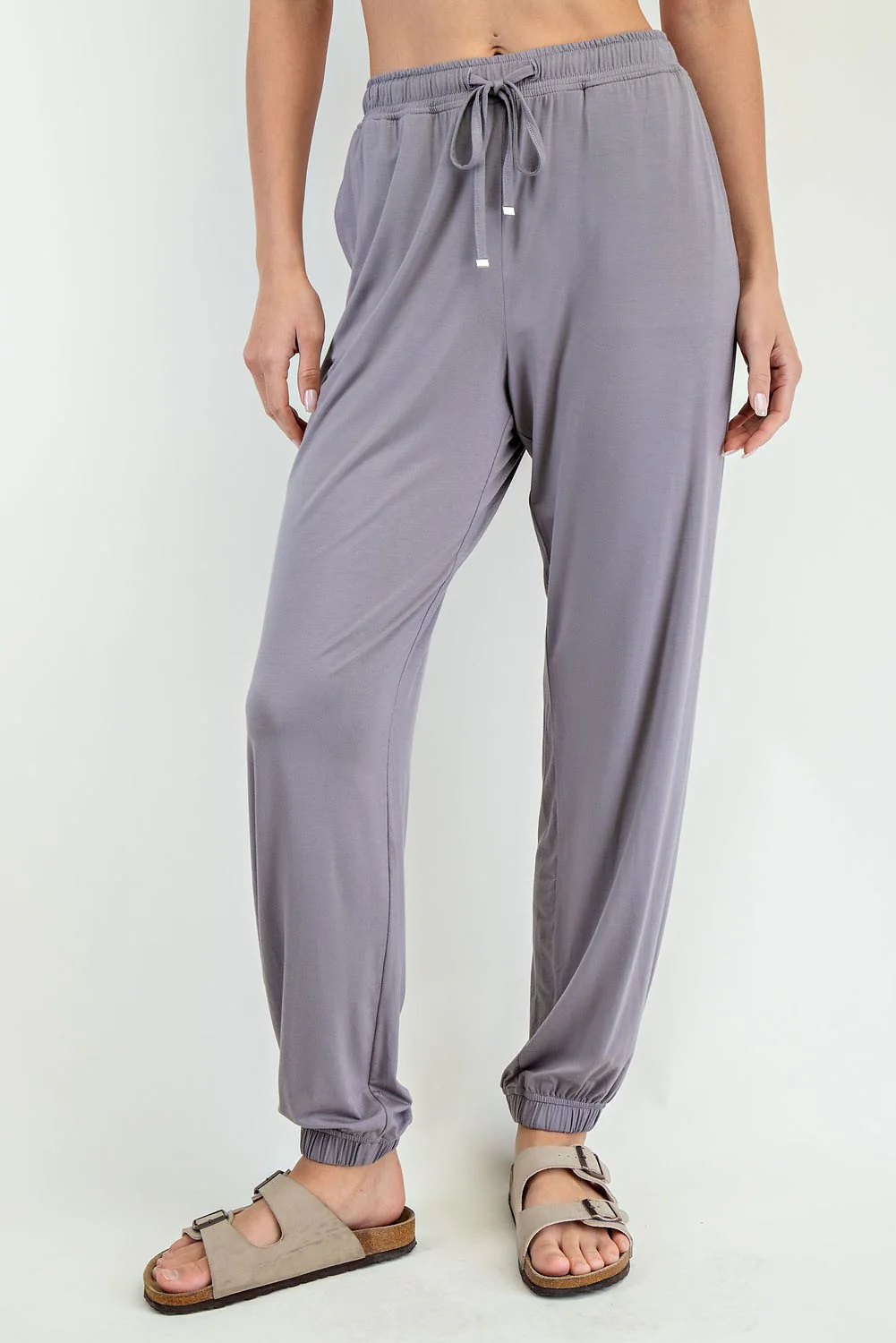 Grey Drawstring Jogger Pants - Image 2
