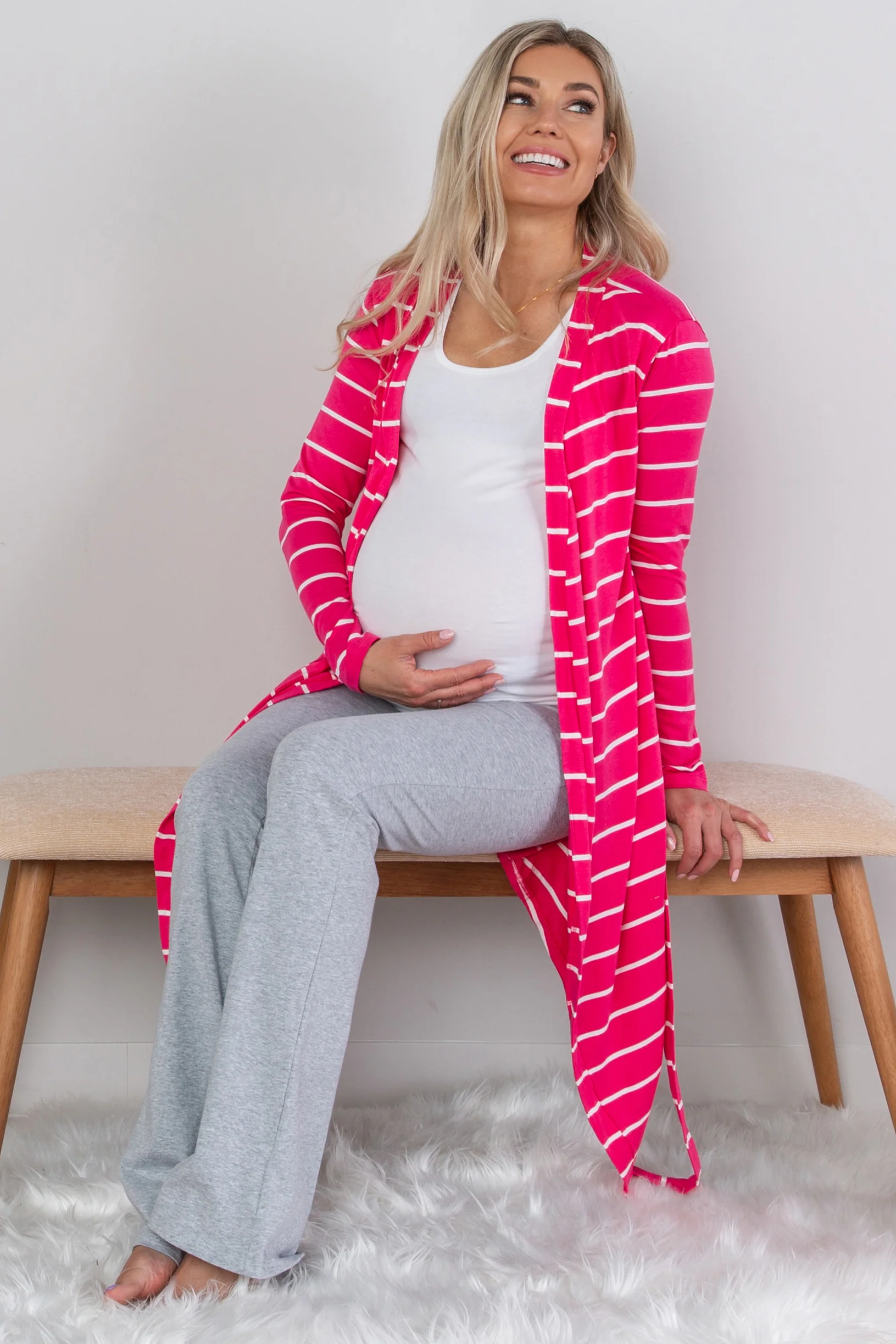 Grey Heathered Basic Maternity Lounge Pants - Image 6