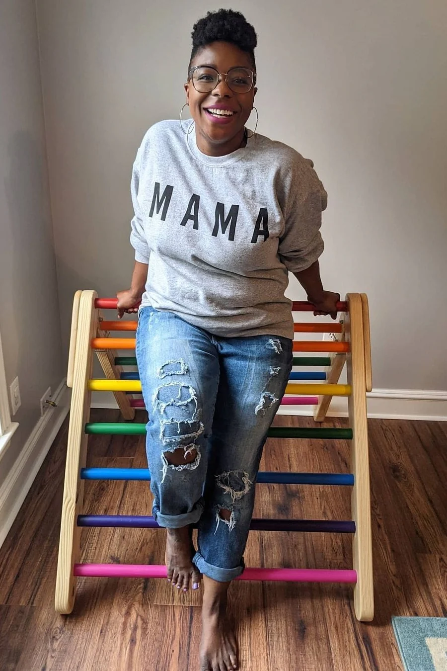 Grey Screen Print Mama Pullover Sweatshirt - Image 5
