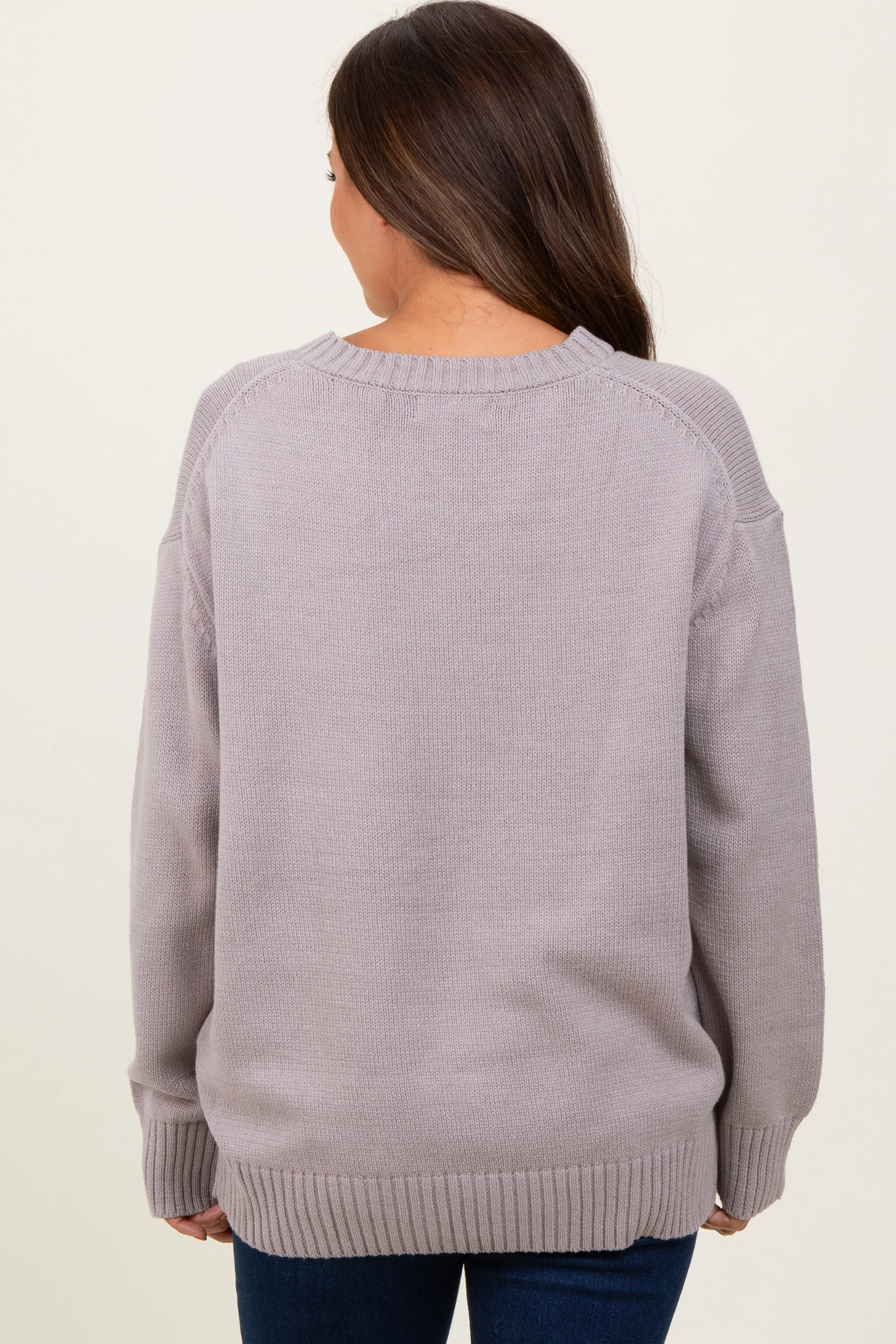 Grey Soft Knit Basic Maternity Sweater - Image 4