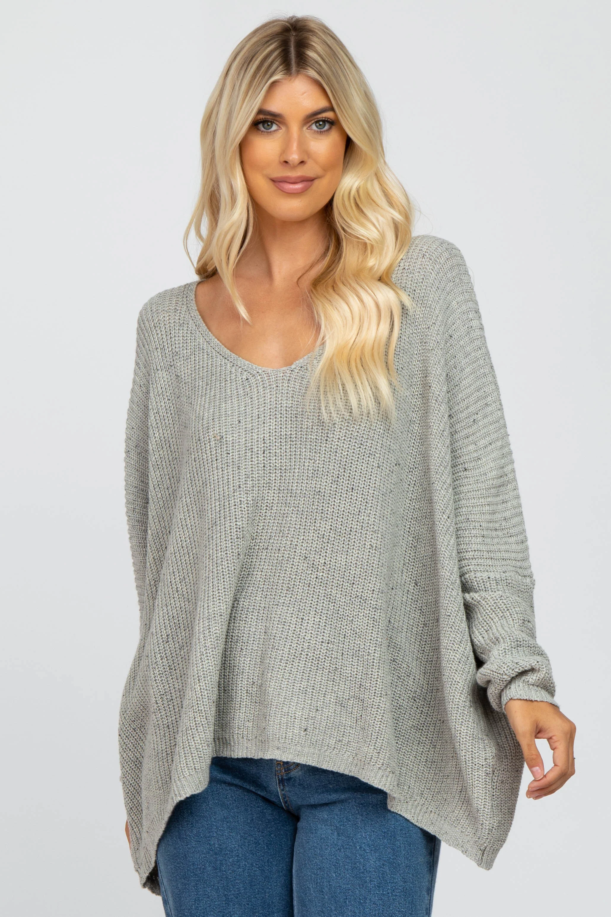 Grey Speckled Oversized Maternity Sweater - Image 5