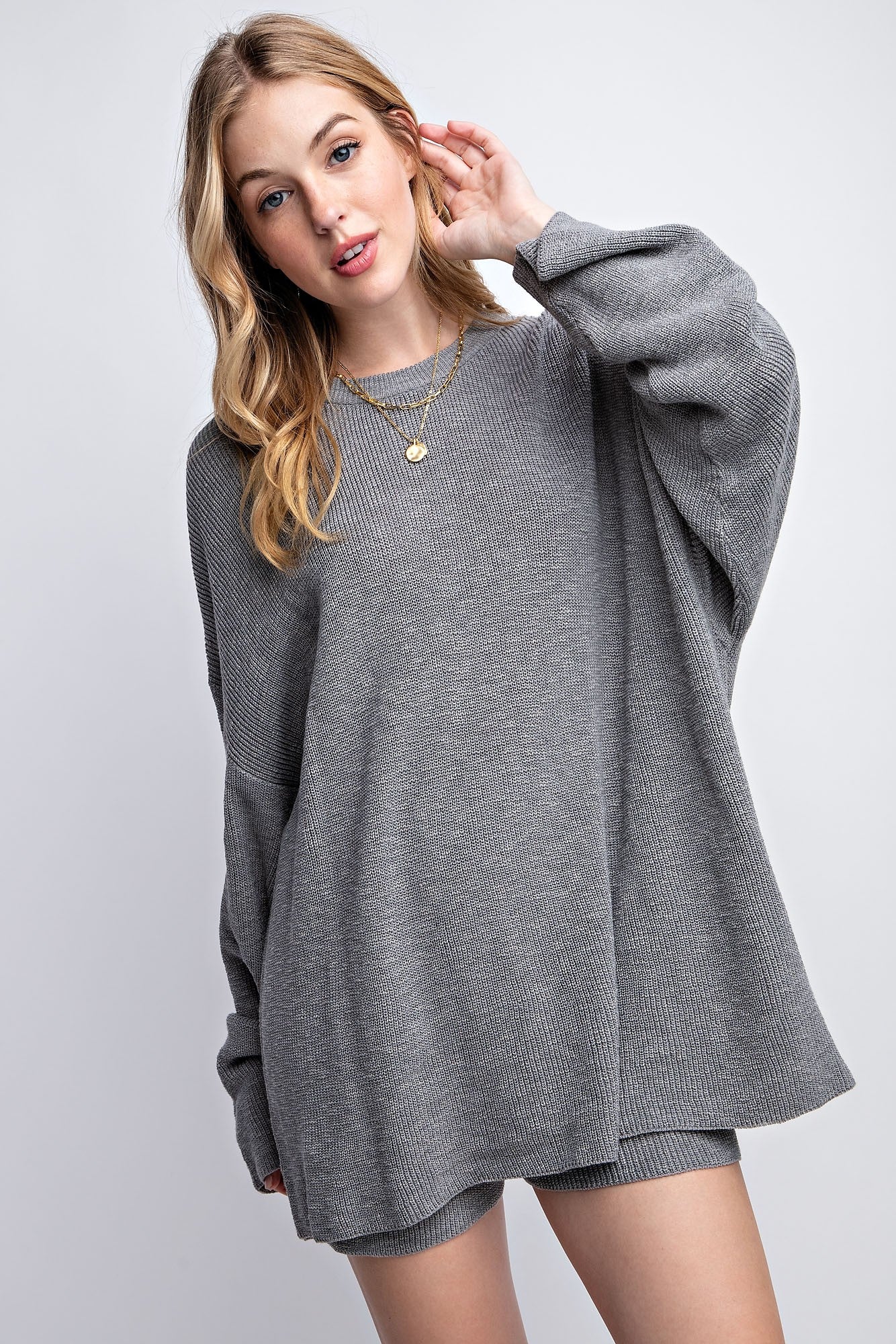 Grey Sweater and Short Set - Image 2