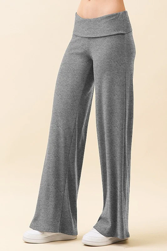 Grey Wide Leg Fold Over Maternity Lounge Pants - Image 6