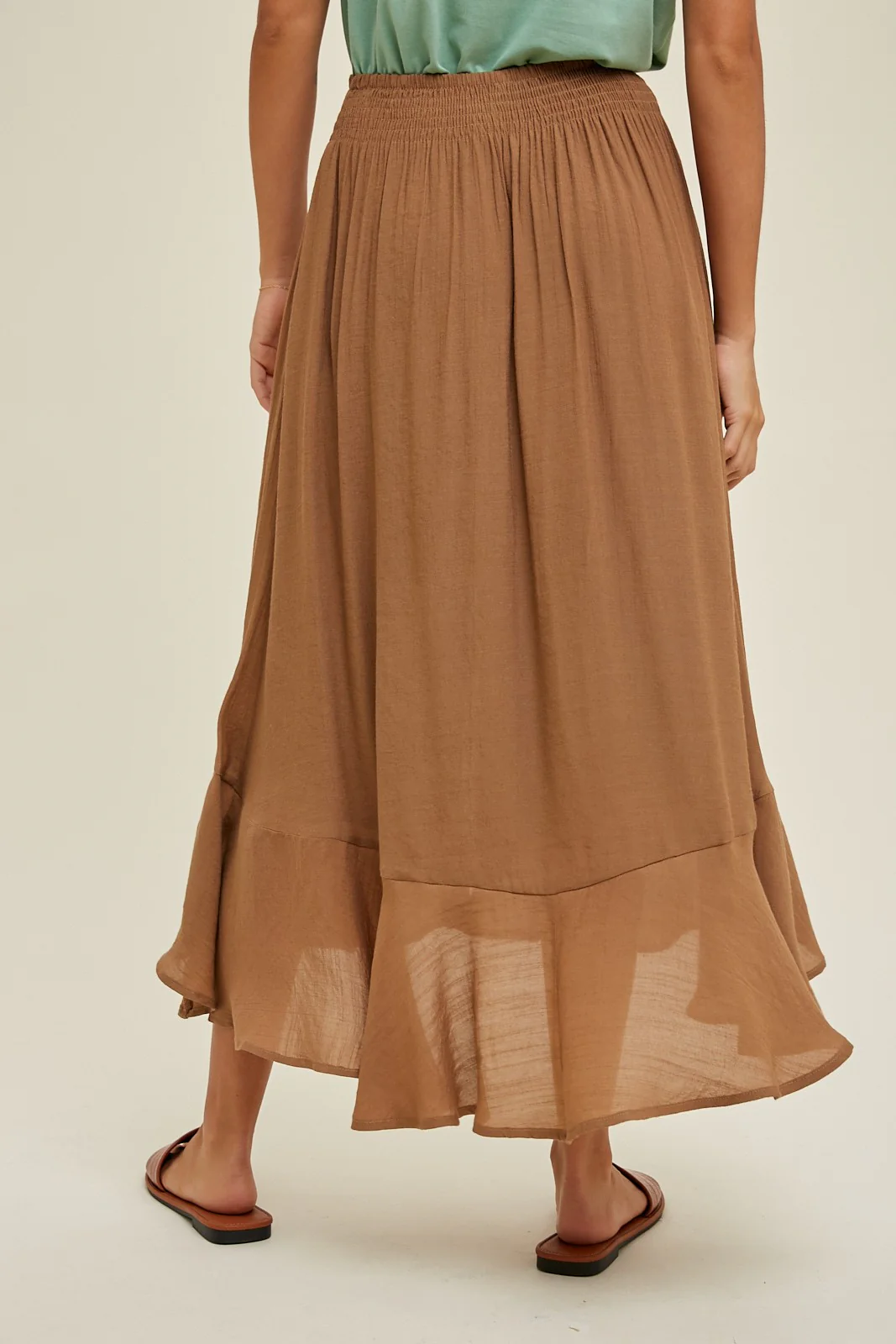 Hazelnut Button-Up Midi Skirt With Drawstring - Image 4