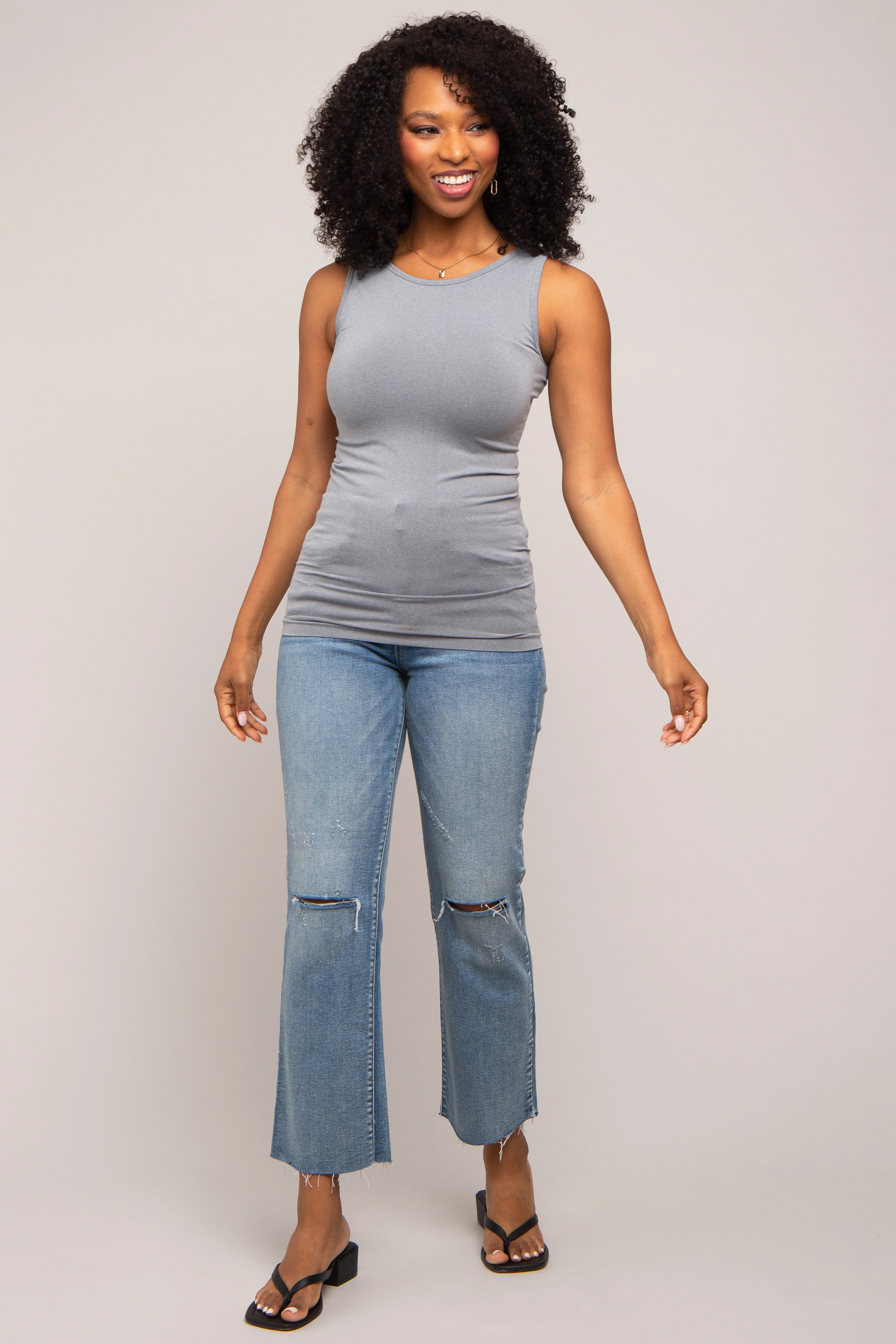 Heather Grey Basic Seamless Tank - Image 4