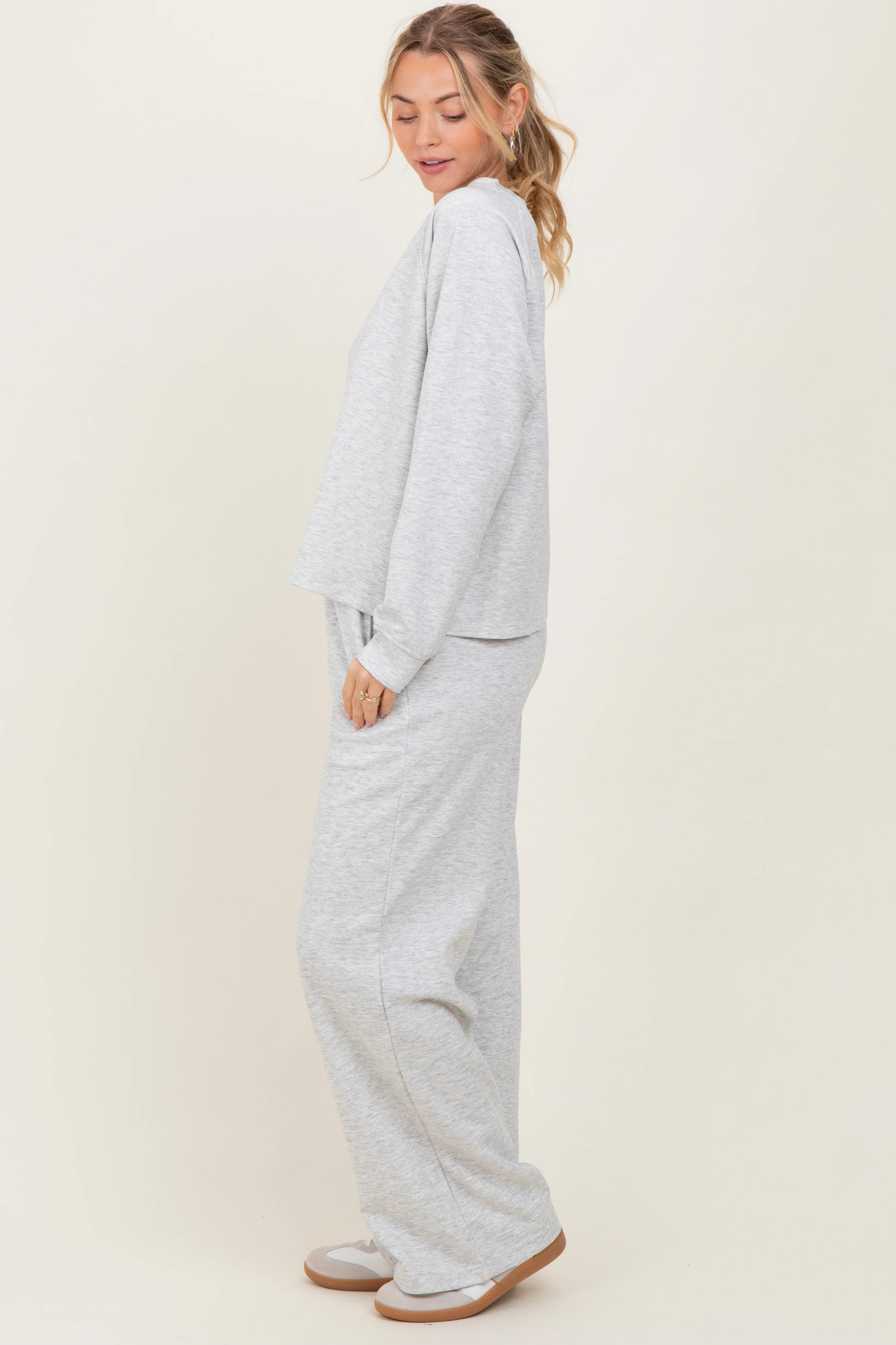 Heather Grey Crewneck Pullover Pant Set - Image 3