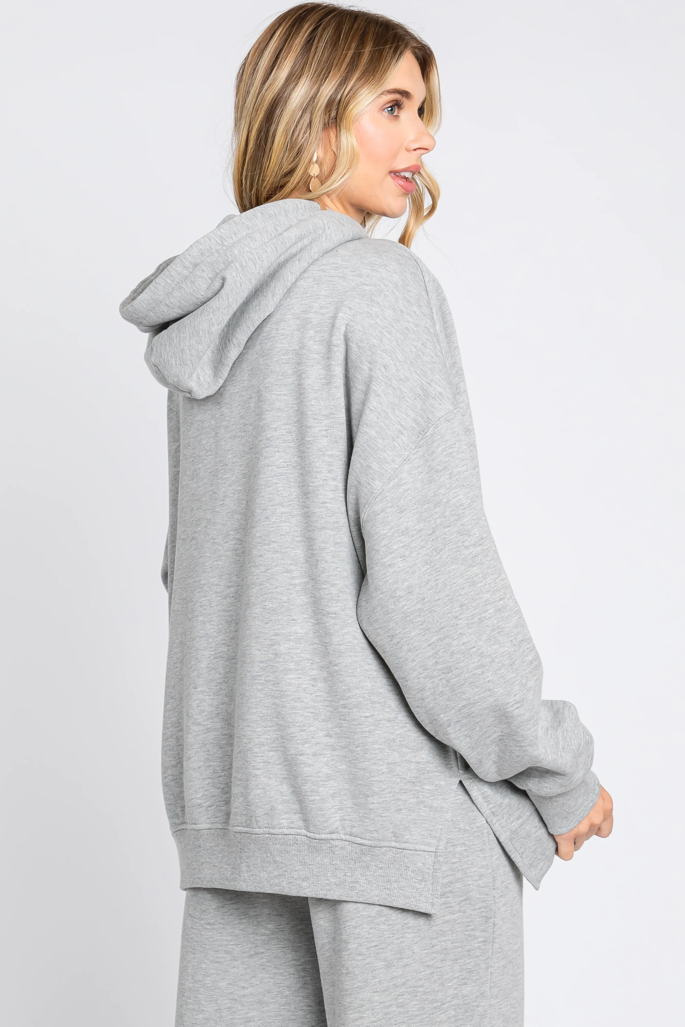 Heather Grey Drawstring Hoodie - Image 3