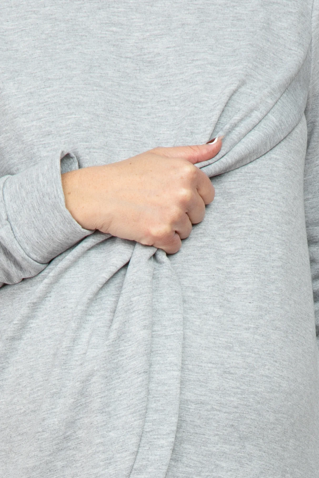 Heather Grey Layered Front Maternity/Nursing Fleece Hoodie - Image 5