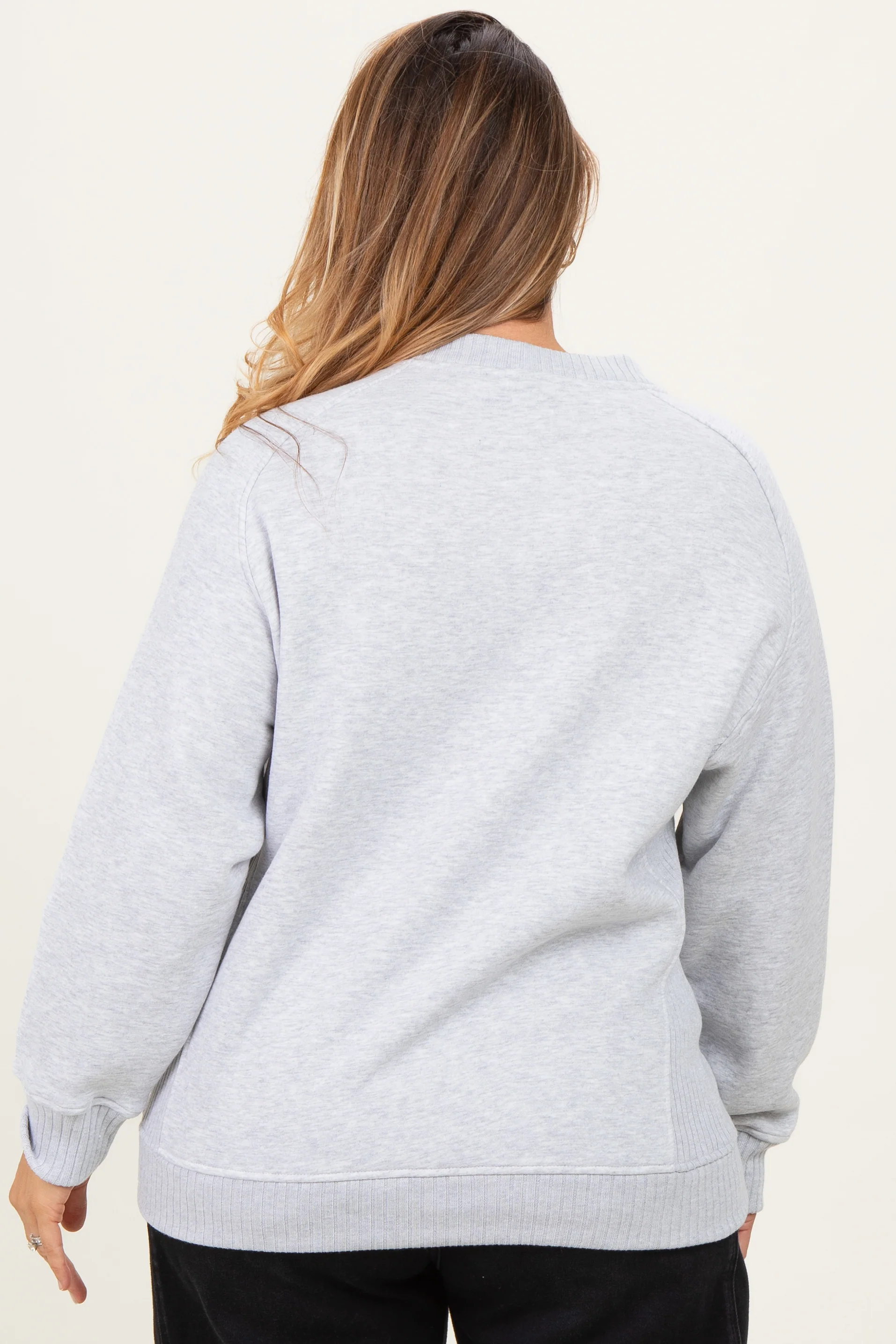 Heather Grey Pullover Terry Maternity Plus Crewneck - Image 4