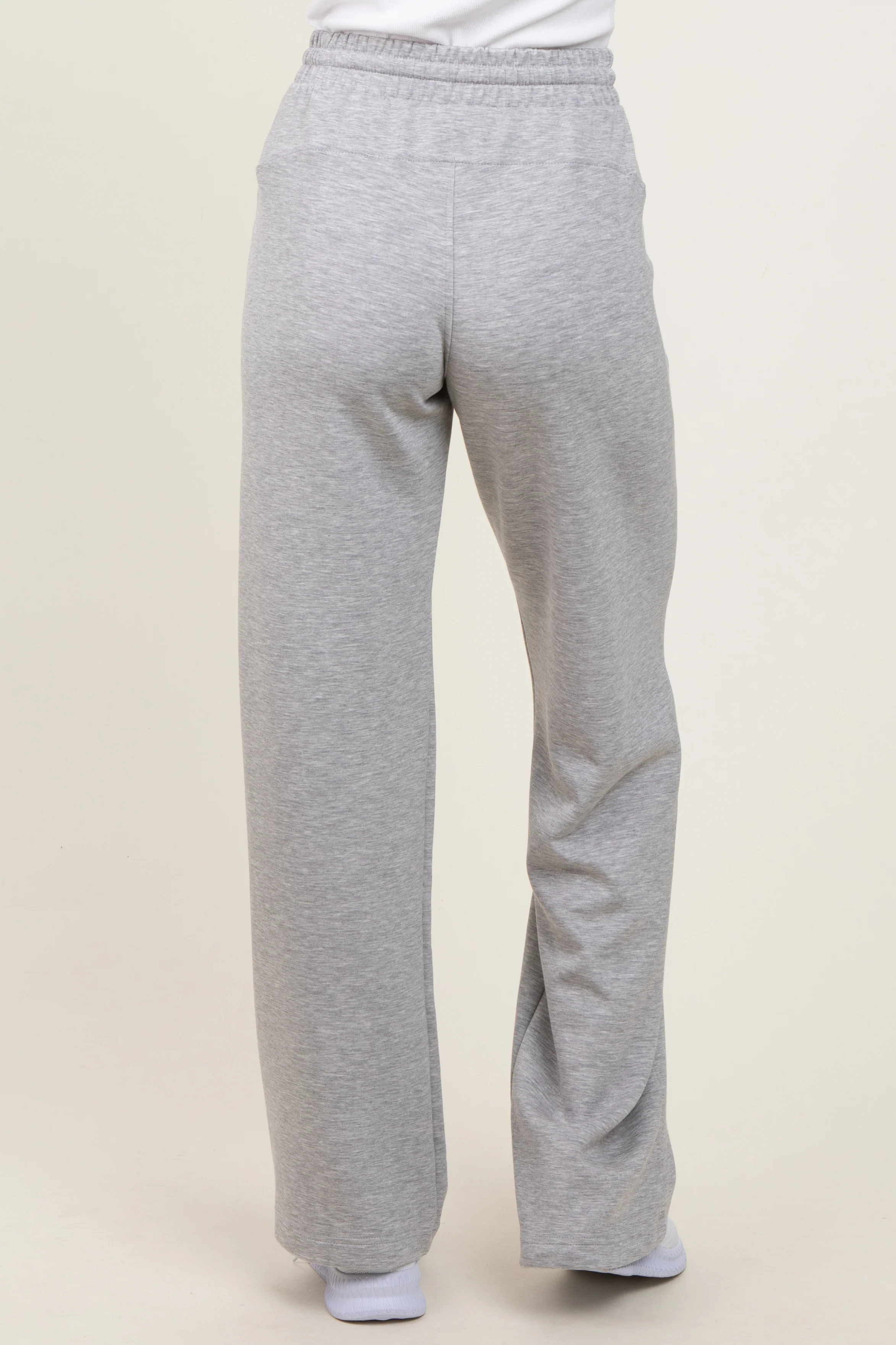 Heather Grey Straight Leg Drawstring Sweatpants - Image 3