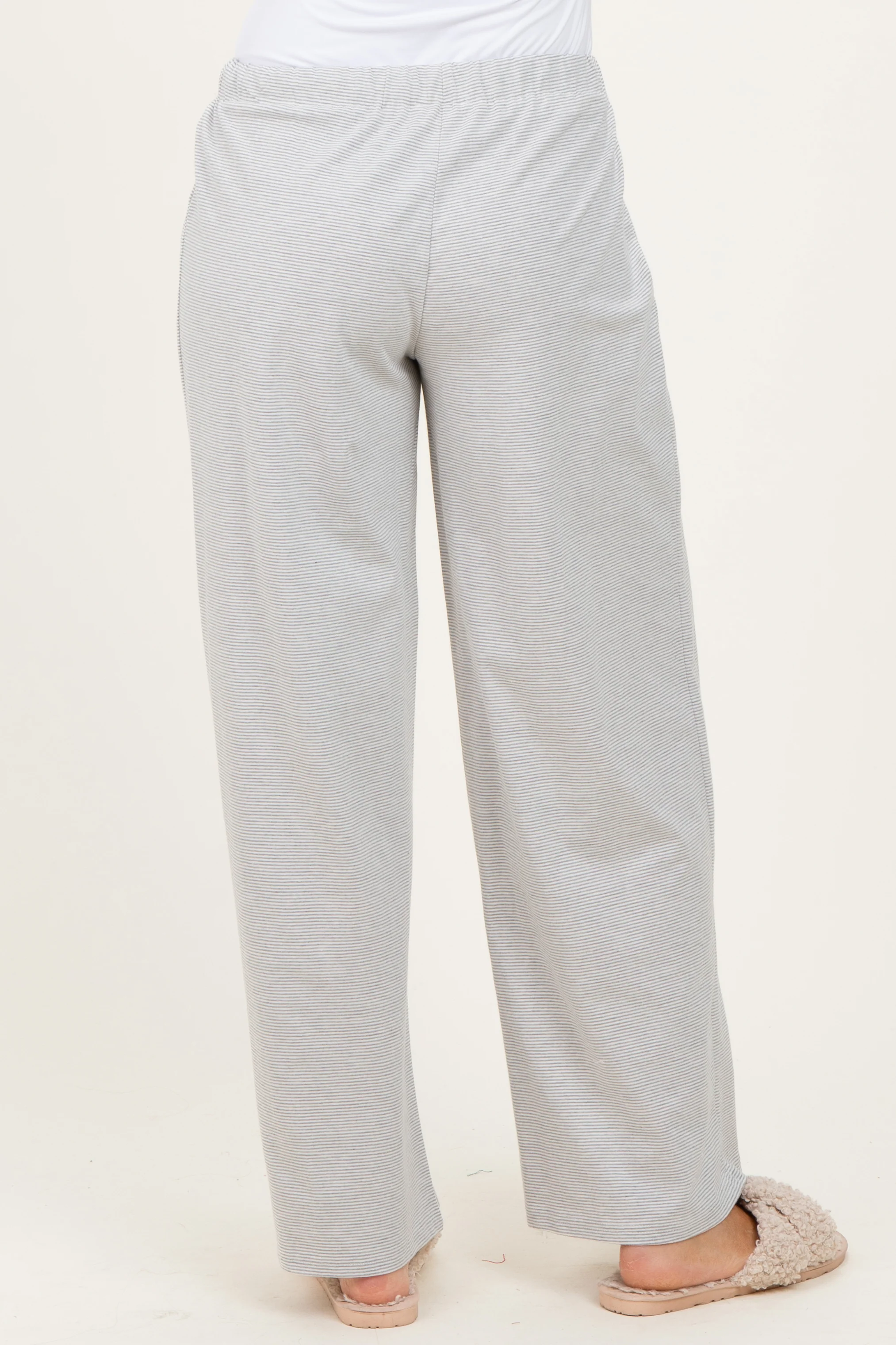Heather Grey Striped Front Tie Lounge Pants - Image 5