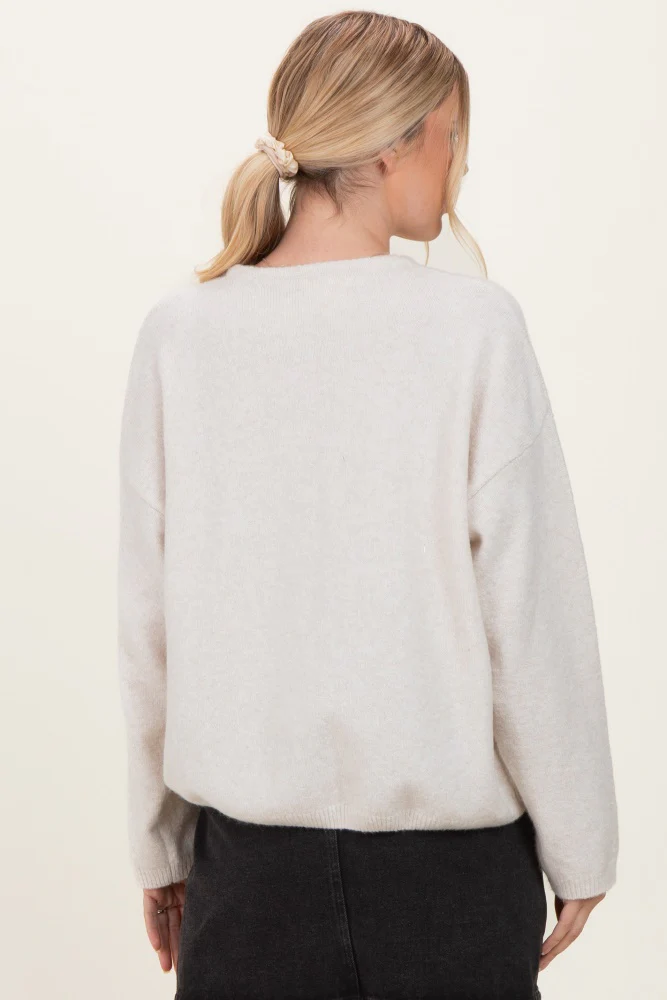 Ivory Classic Crew Neck Button Cardigan - Image 9