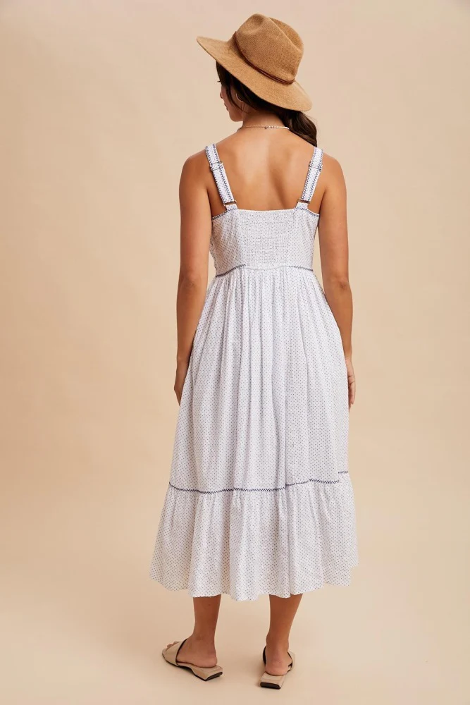 Ivory Cross Stitch Embroidered Maxi Dress - Image 4