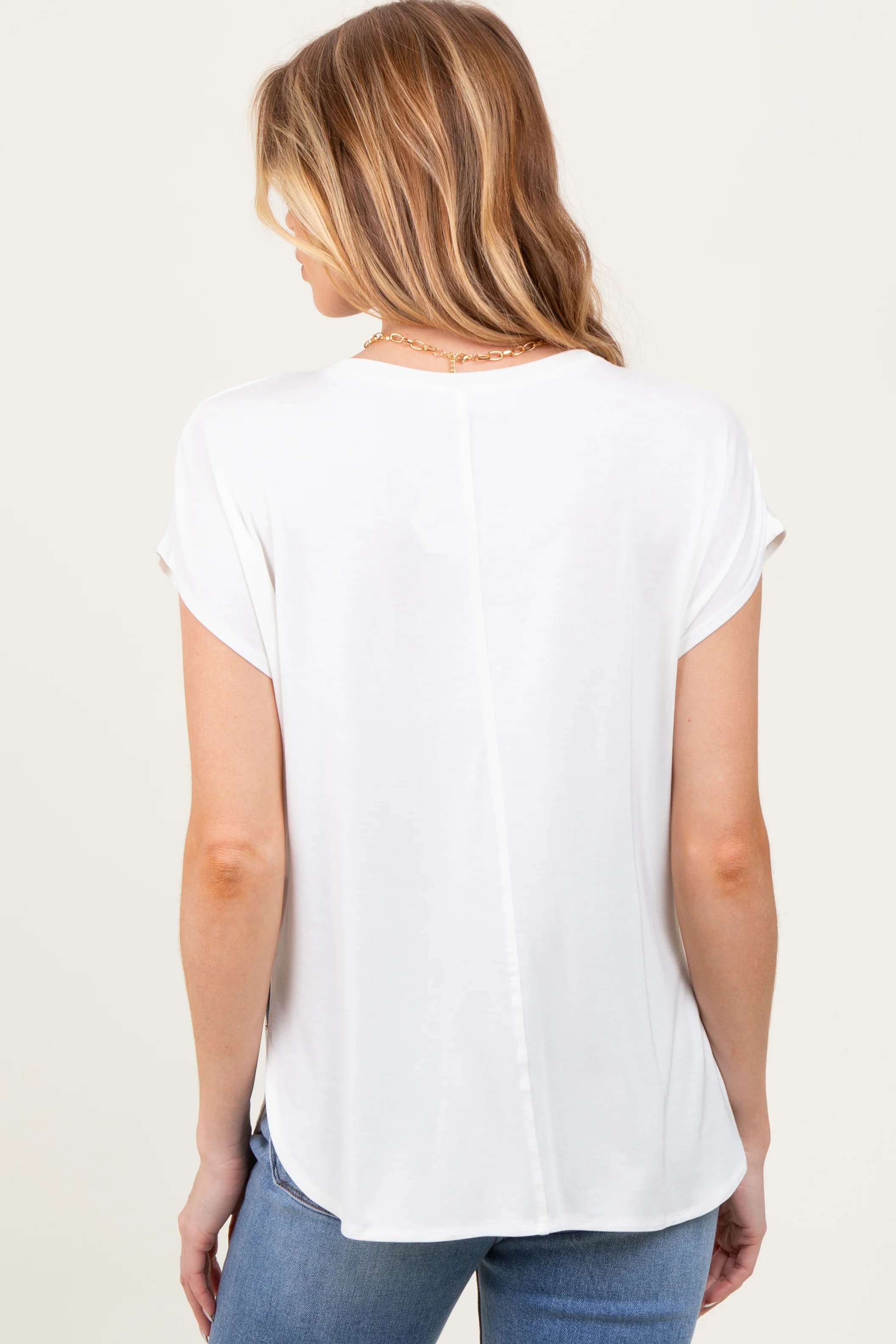 Ivory Dolman Sleeve Round Neck Maternity Top - Image 4