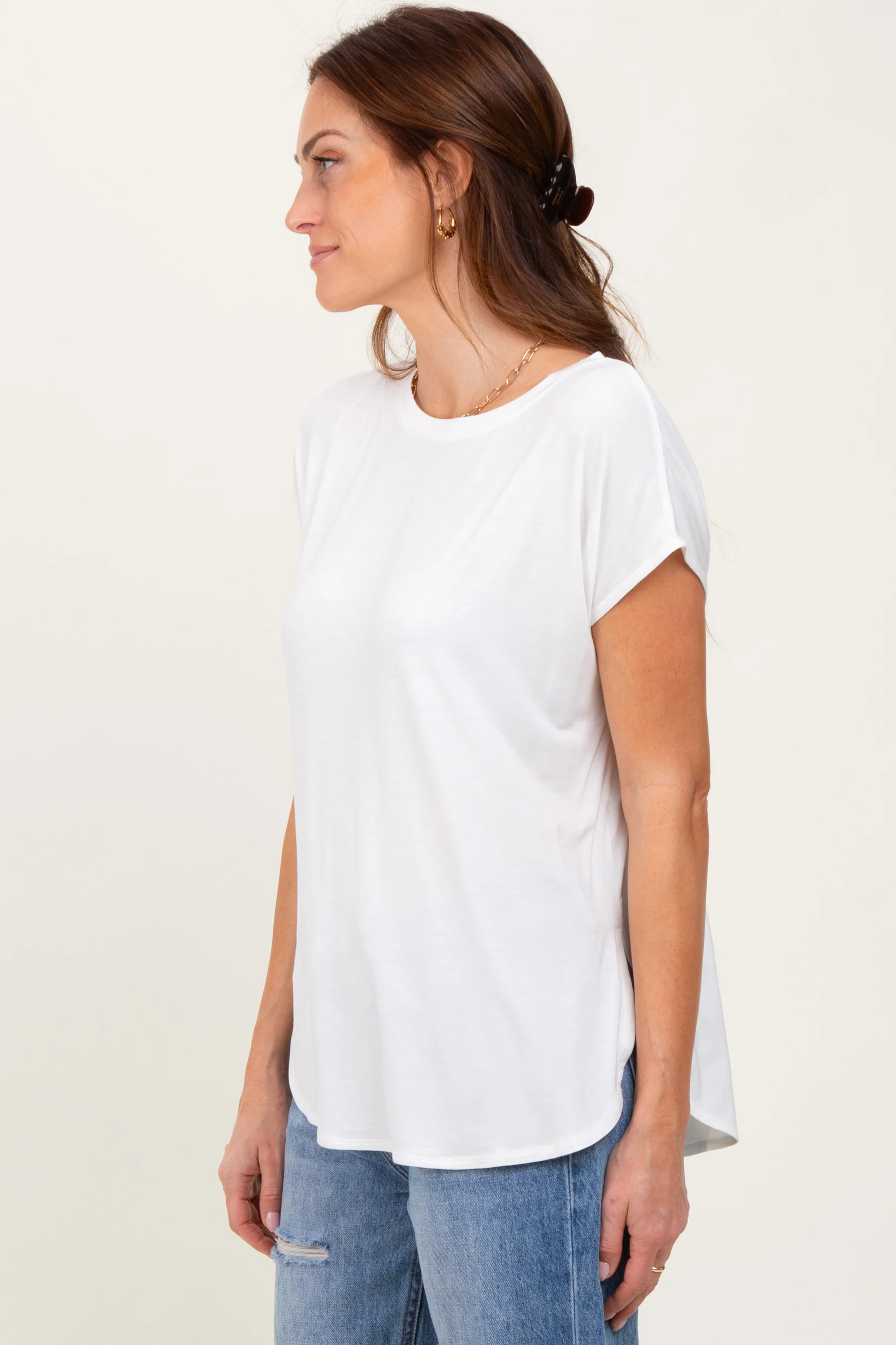 Ivory Dolman Sleeve Round Neck Top - Image 3