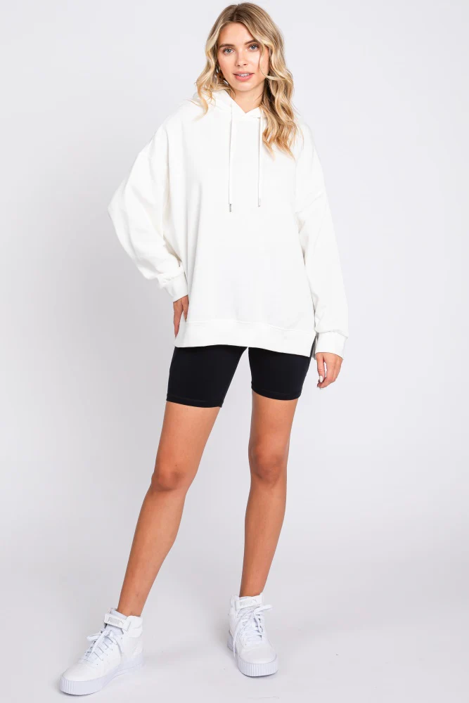 Ivory Drawstring Maternity Hoodie - Image 5