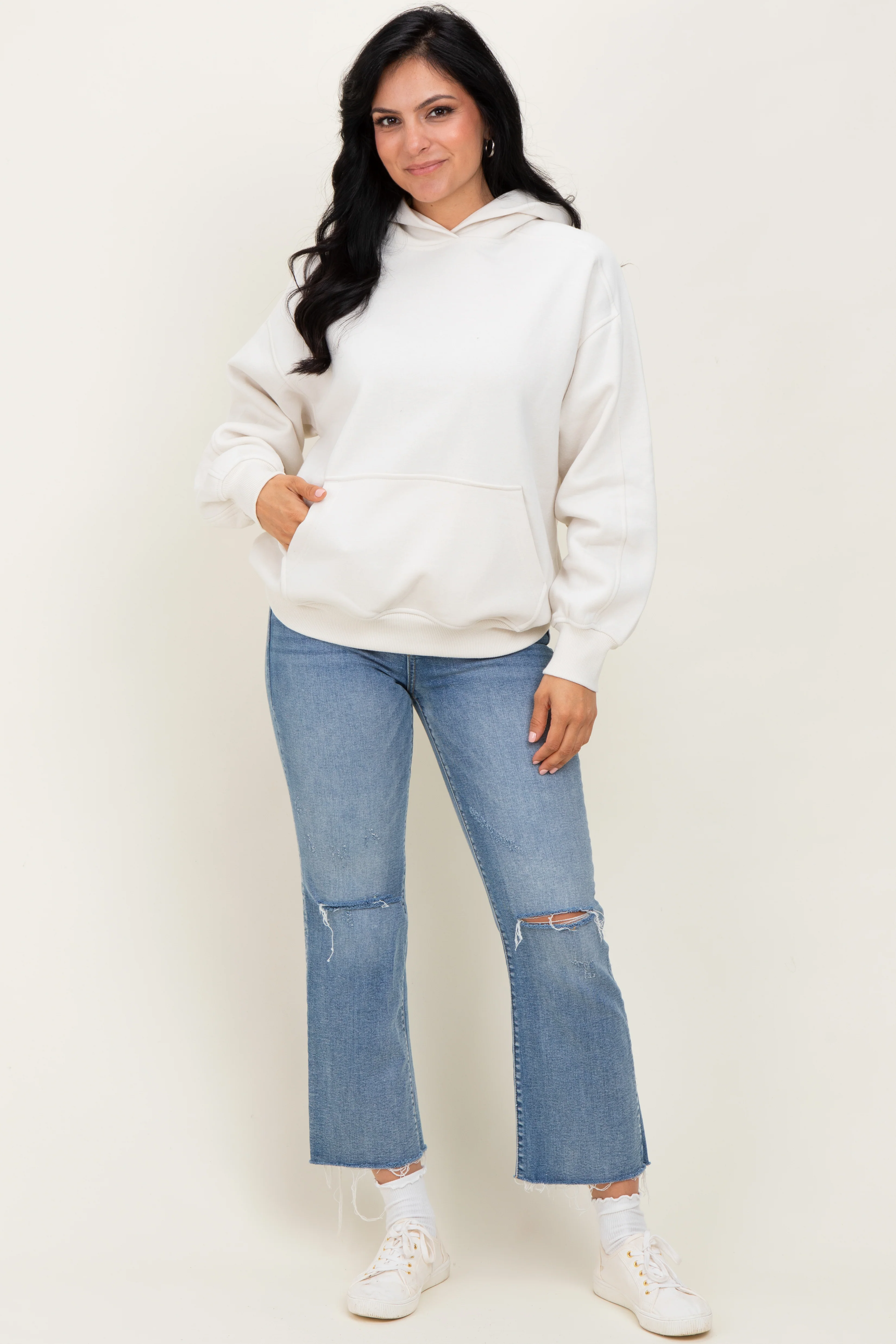 Ivory Fleece Oversized Hoodie - Image 2
