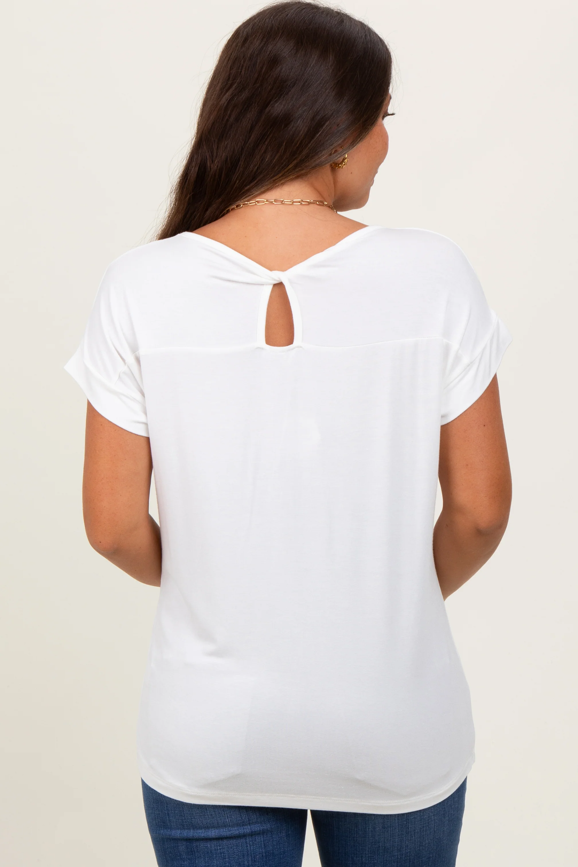 Ivory Key Hole Back Detail Maternity Top - Image 4