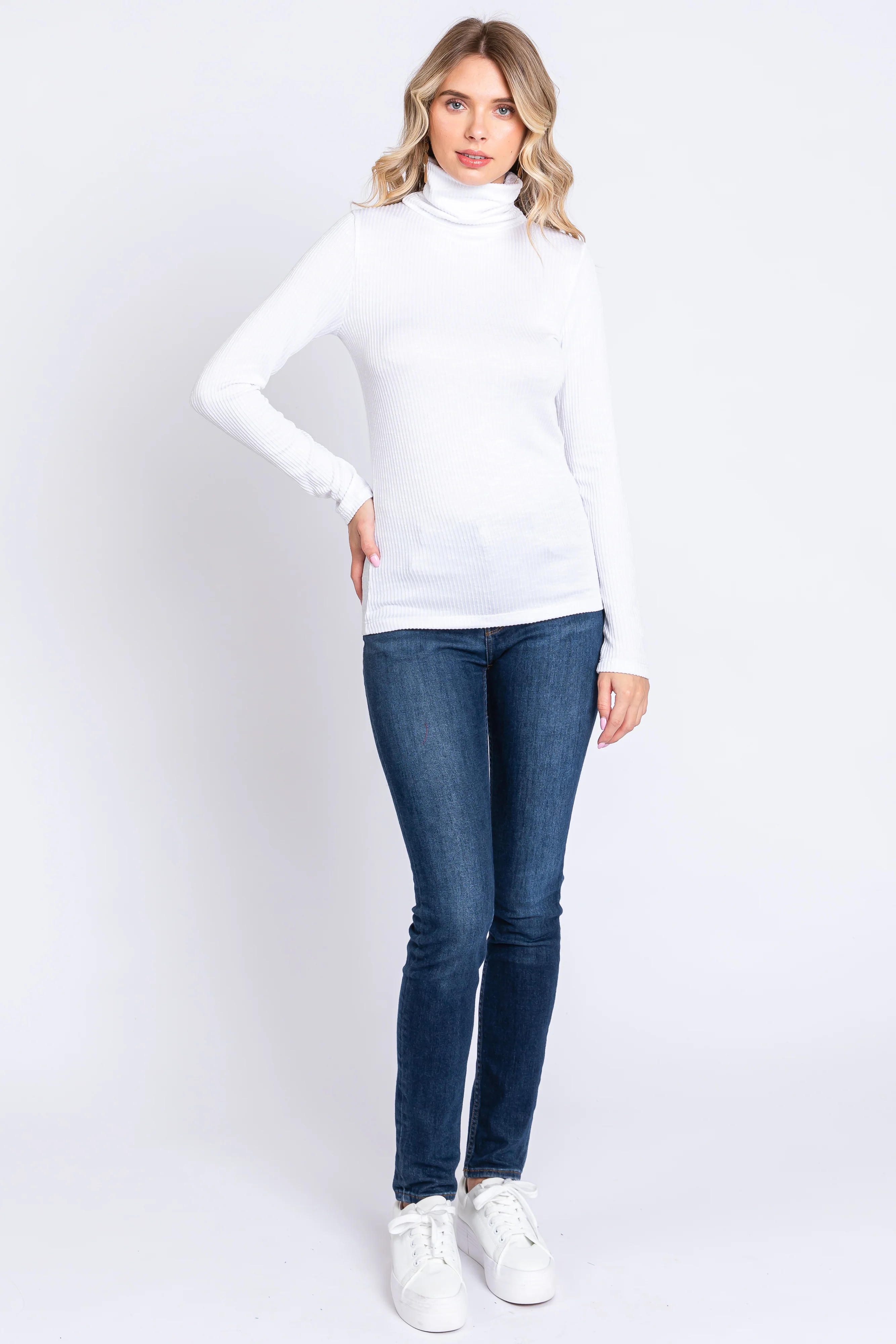 Ivory Ribbed Turtleneck Top - Image 5