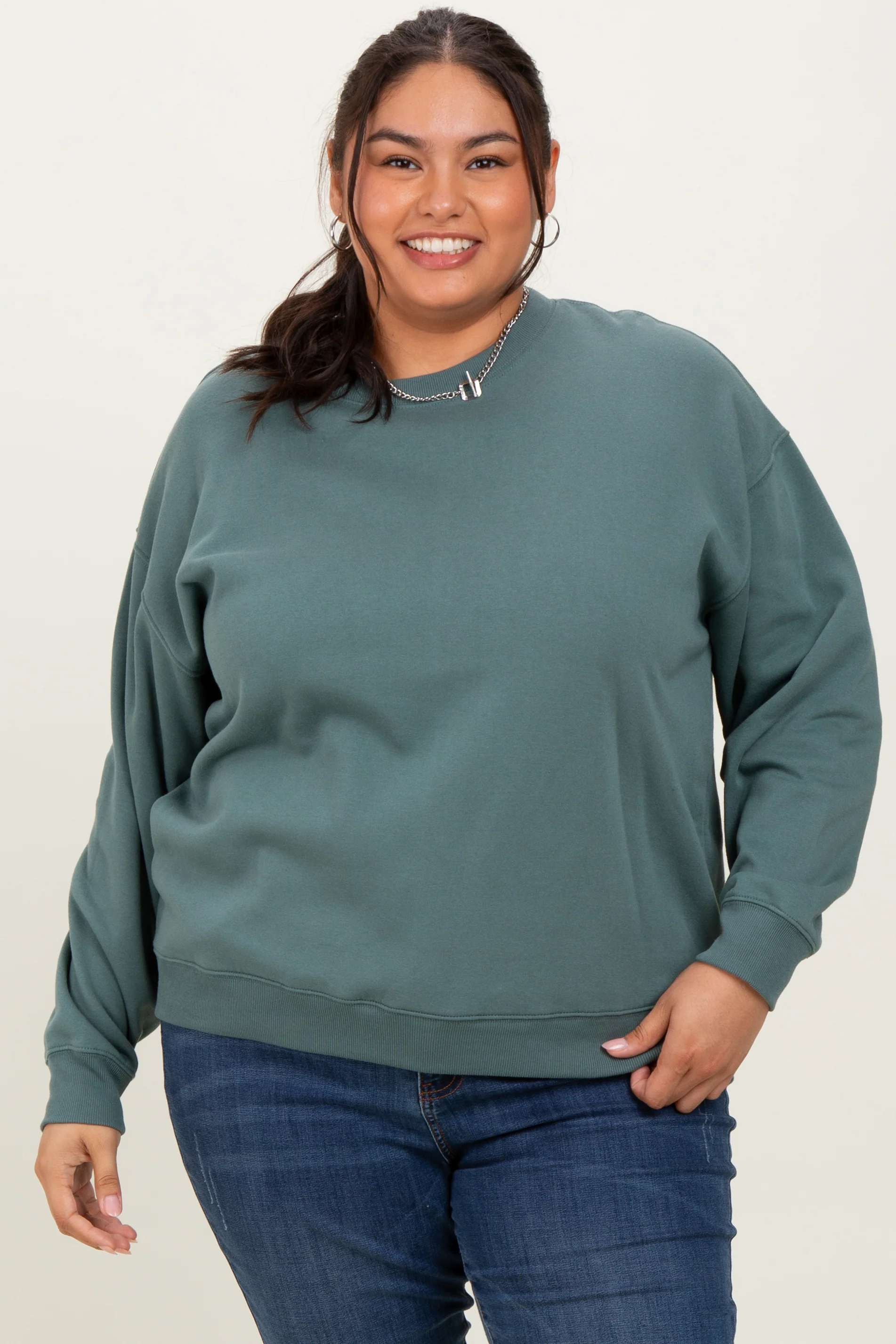 Jade Basic Fleece Crewneck Maternity Sweatshirt - Image 4