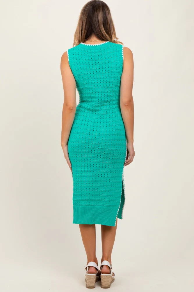 Jade Pointelle Contrast Trim Sweater Midi Dress - Image 4