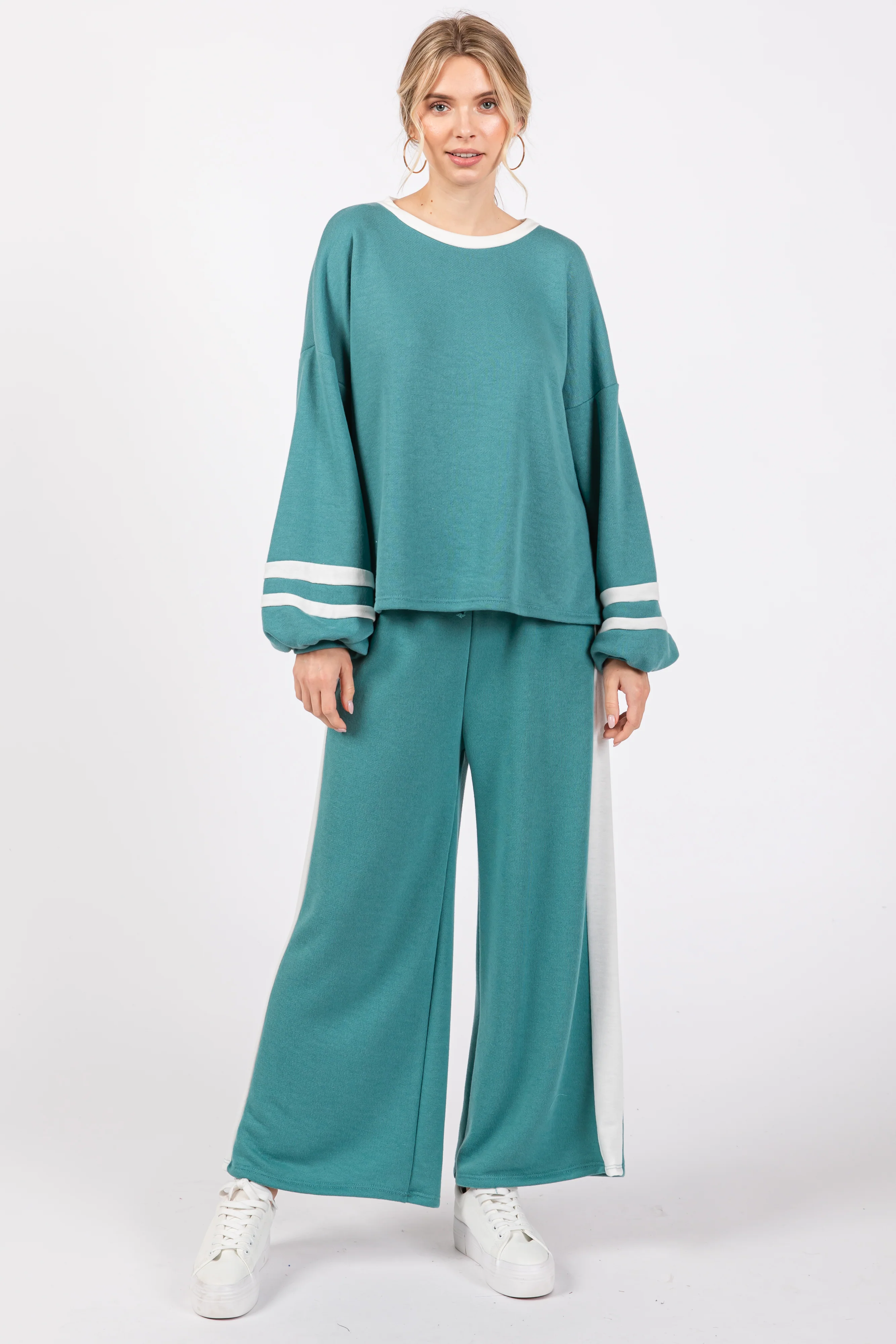 Jade Striped Long Sleeve Maternity Set - Image 3