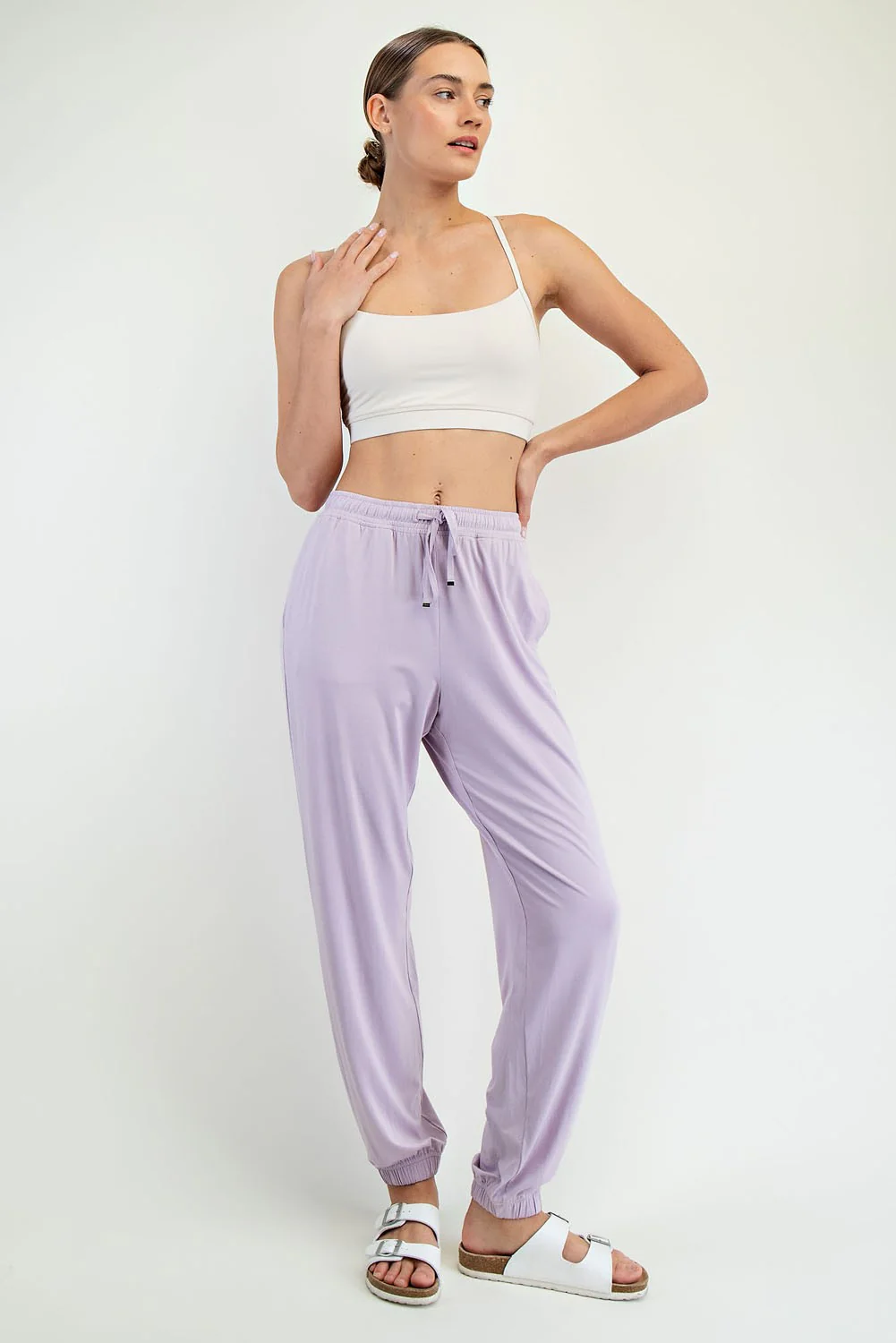 Lavender Drawstring Maternity Jogger Pants - Image 5