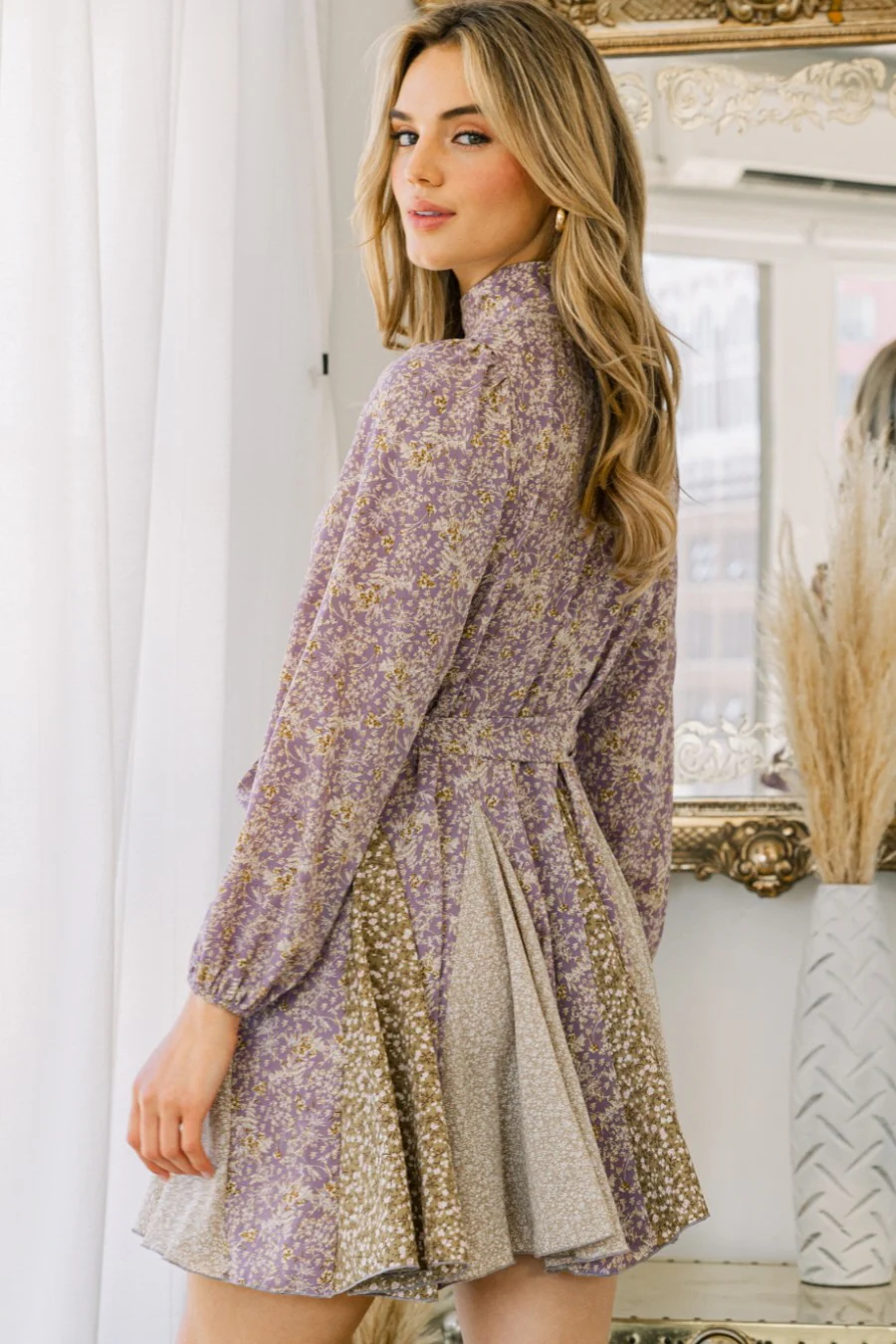 Lavender Mock Neck Mini Dress - Image 3