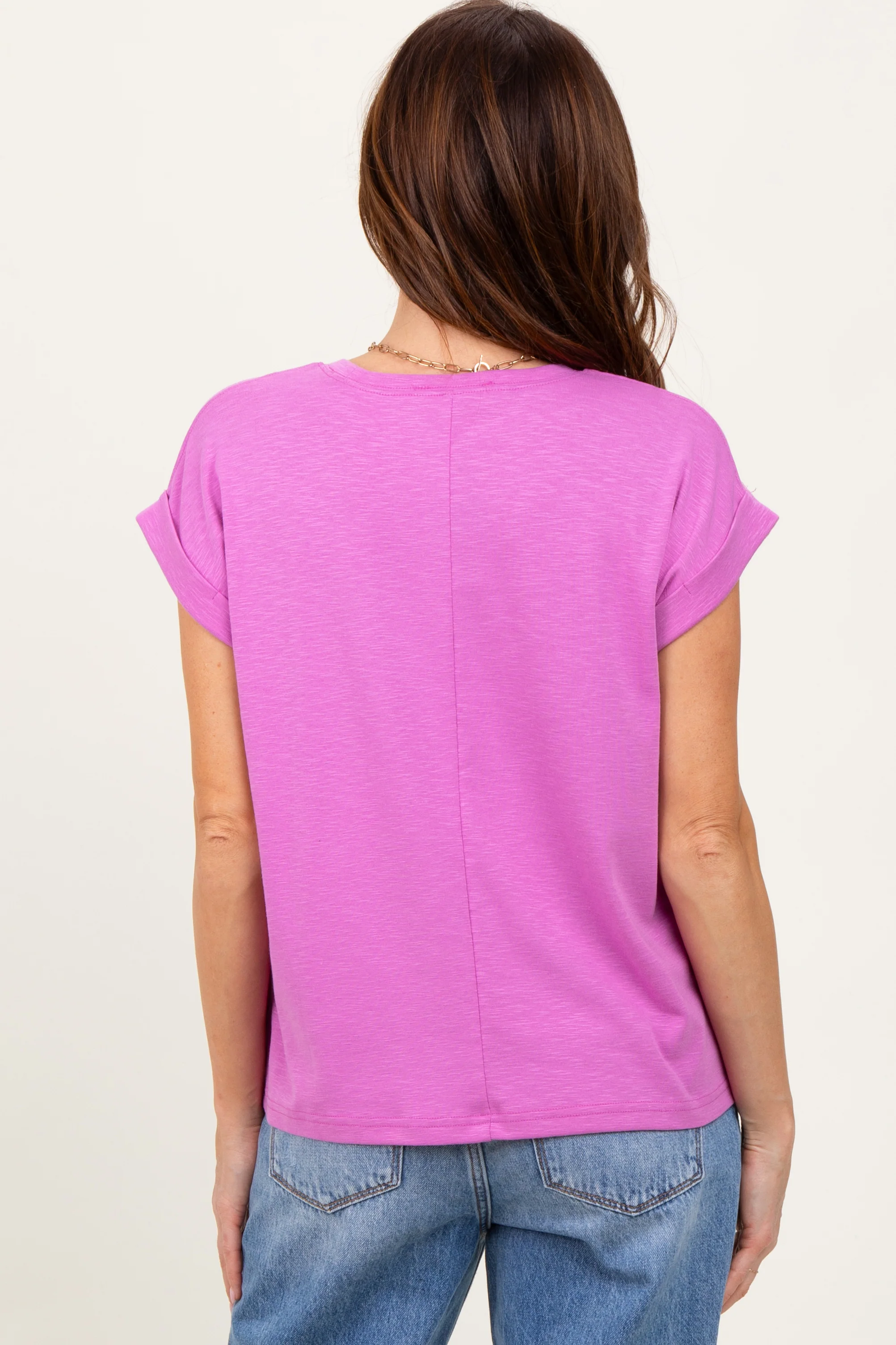 Lavender Rolled Short Sleeve Tee - Image 4